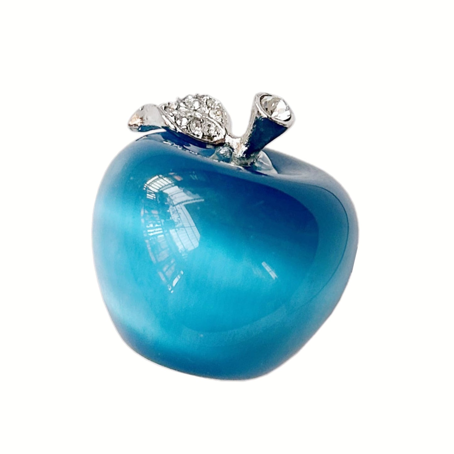 Sunshcat Blue Cat's Eye Stone 1.18 Inchs Apple Crystal and Healing Stone Statues,Room Decoration Christmas Decorations Thanksgiving Gifts Office Gifts Collectibles