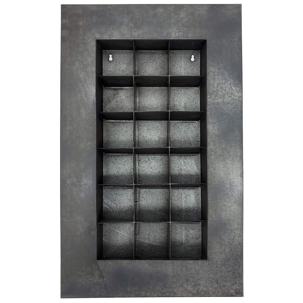 Modern Home Living Wall Galvanized Steel/Zinc Succulent Planter, Wall Mounted Garden Pocket Planter (18 Pocket, Black Zinc)