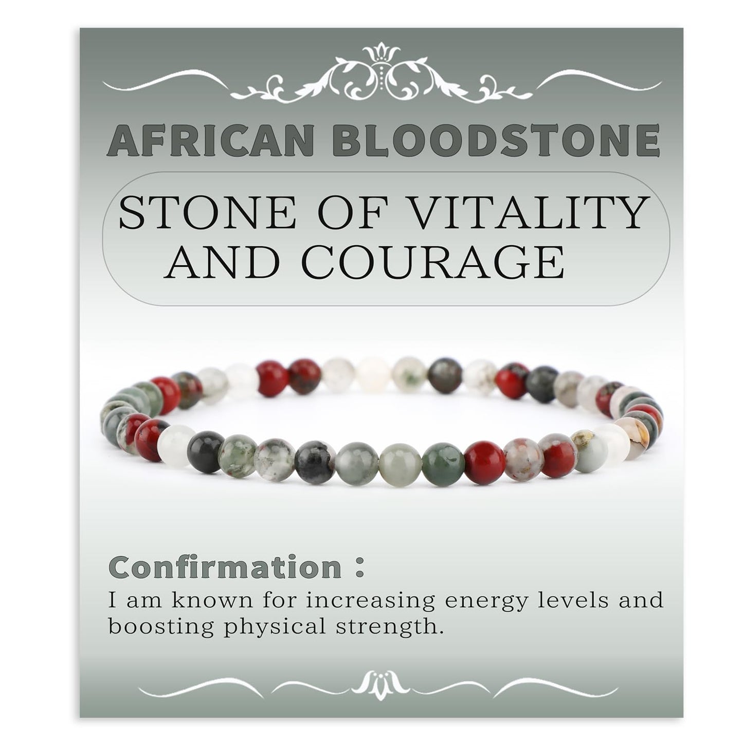 Bymitel 4mm African Bloodstone - Handmade Reiki Gemstone Stretch Bracelet, Natural Beauty & Spiritual Essence, Crystal Healing for Unisex Adults