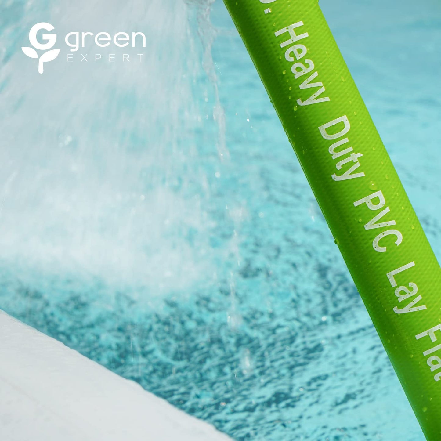 Green Expert 1.5 Inch ID PVC Lay-Flat Discharge Hose Sump Pump Accessory, 25 ft Basement Drain Hose for Water Removal, Steel Clamp Kit Included