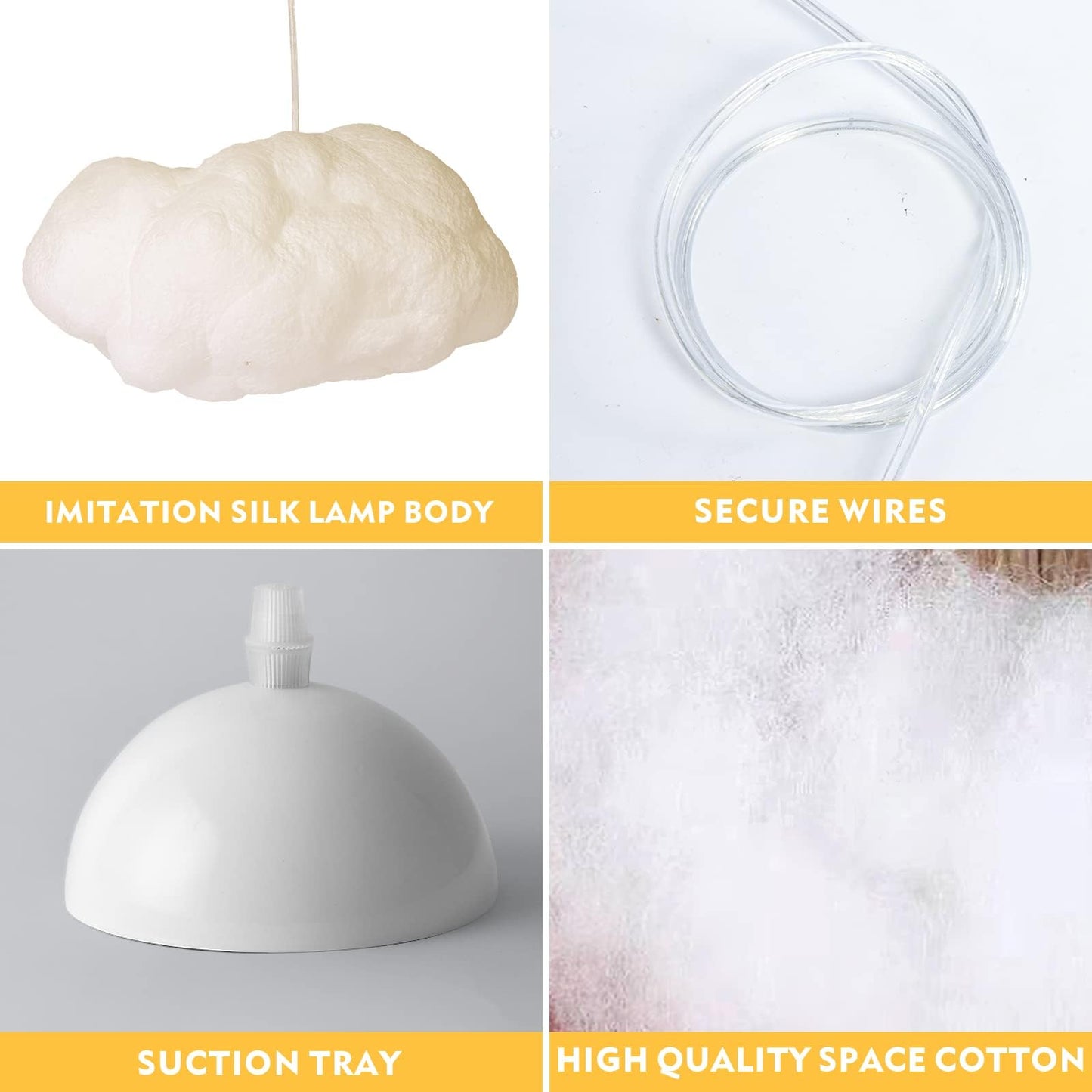 Funteam Modern Floating White Cloud Pendant Hanging Light Nordic Cotton Ceiling Light Fixture Girls Children's Living Room Bedroom Hotel Lobby Restaurant Clothing Store Chandelier (15.7Inch)