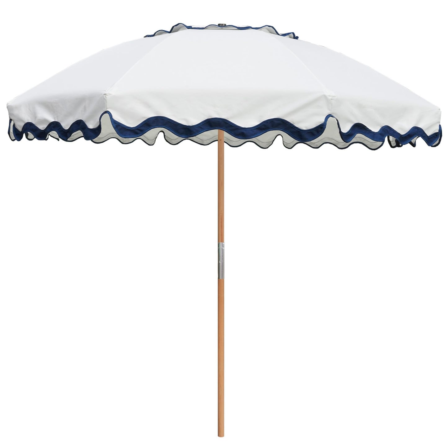 AMMSUN 7.8ft Seashore Umbrella, Outdoor Umbrella, Boho Patio Umbrella with UV 50+ Air Vent Ash Wood Pole Carry Bag & Water-Resistant Canvas