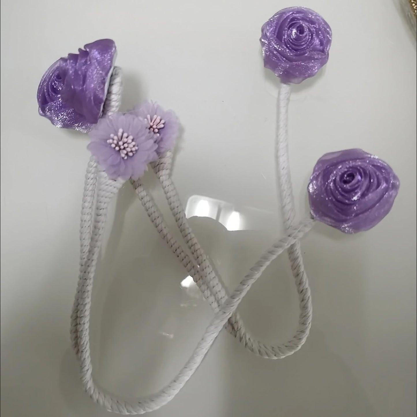 2 Pack of Curtain Tiebacks,Elegant Rose Flower Curtain Buckle,Handmade Flexible Curtain Tiebacks Decorative for Home/Office/Patio