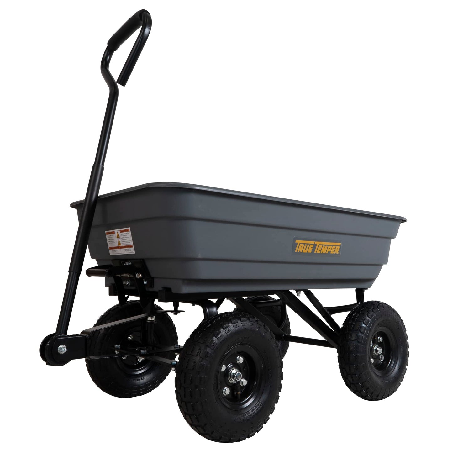 True Temper Poly Garden Cart Wagon, Easy Dump Design, 4 Cu. Ft. Capacity, 10 in. Pneumatic Tires for Lawn, Utility, Yard, Farm