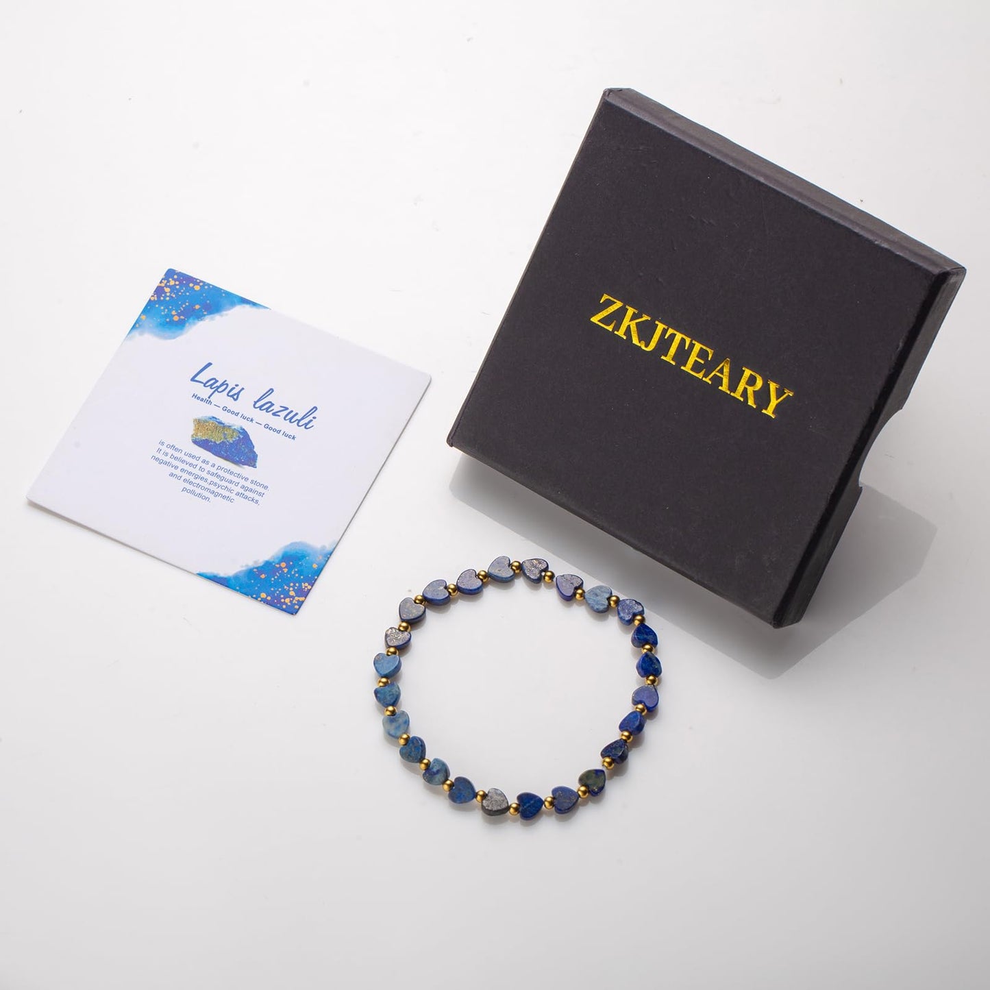 ZKJTEARY Heart Lapis lazuli bracelet for Women Deep Blue Natural Stone bracelet Healing Real Lapis lazuli Stretch bracelets Jewelry for Women Men Mom Girlfriend