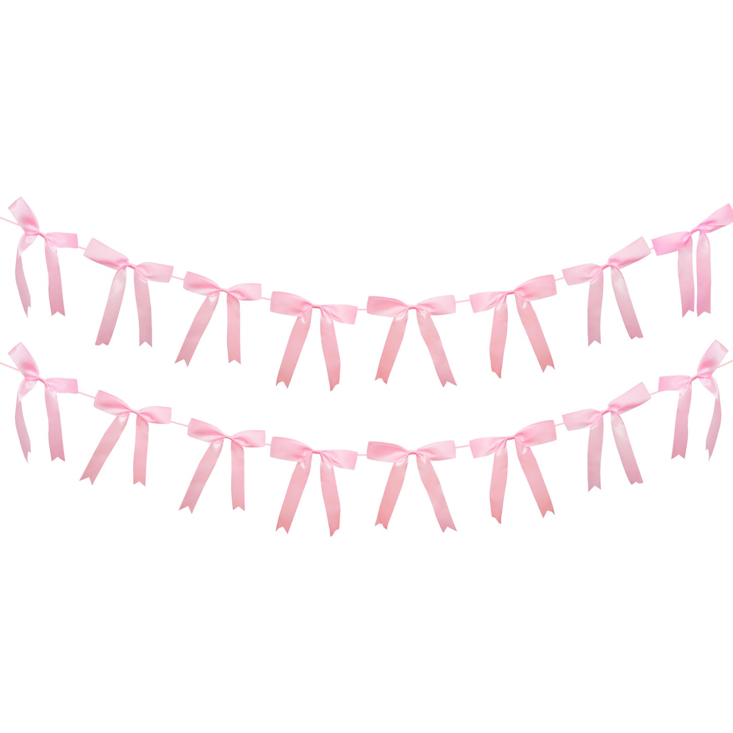 2pcs Pink Bow Garland Banner, Satin Ribbon Decorations for Coquette Theme Birthday and Bridal Shower Party Decor (Bow)