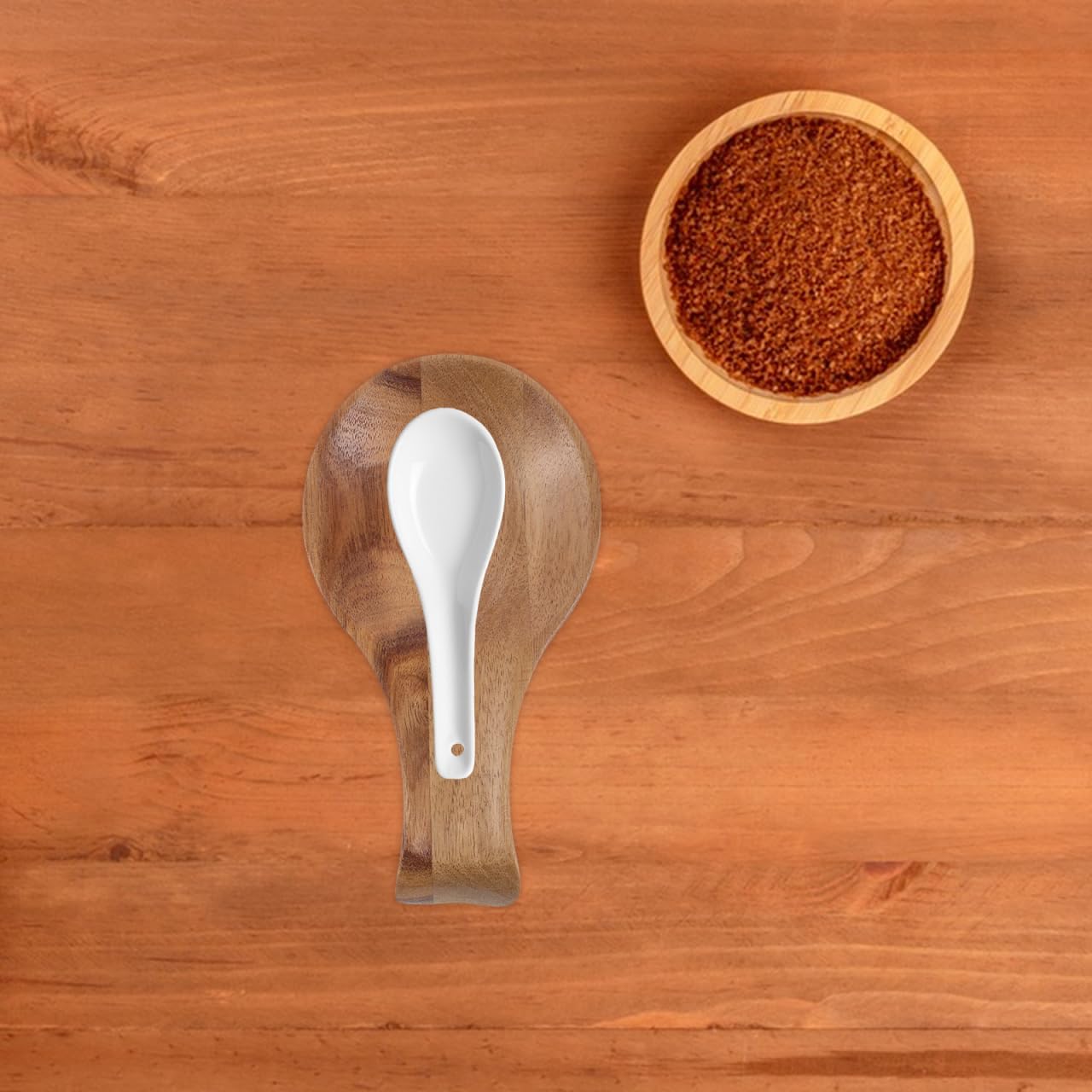 Luxshiny Wood Spoon Rest for Kitchen Counter Wooden Utensil Holder for Frying and Cooking Kitchen Spoon Rest for Ladle Spatula, 6.68 x 3.54 x 0.79 Inch