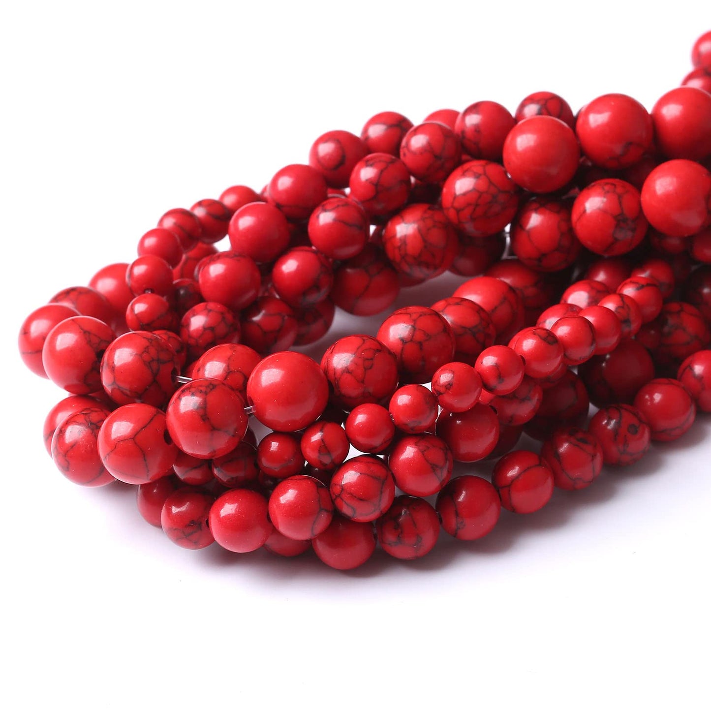 90PCS 4MM AAA Red Howlite Turquoises Stone Beads Natural Gemstone Bead Crystal Healing Energy Jewelry Making DIY 15 inches