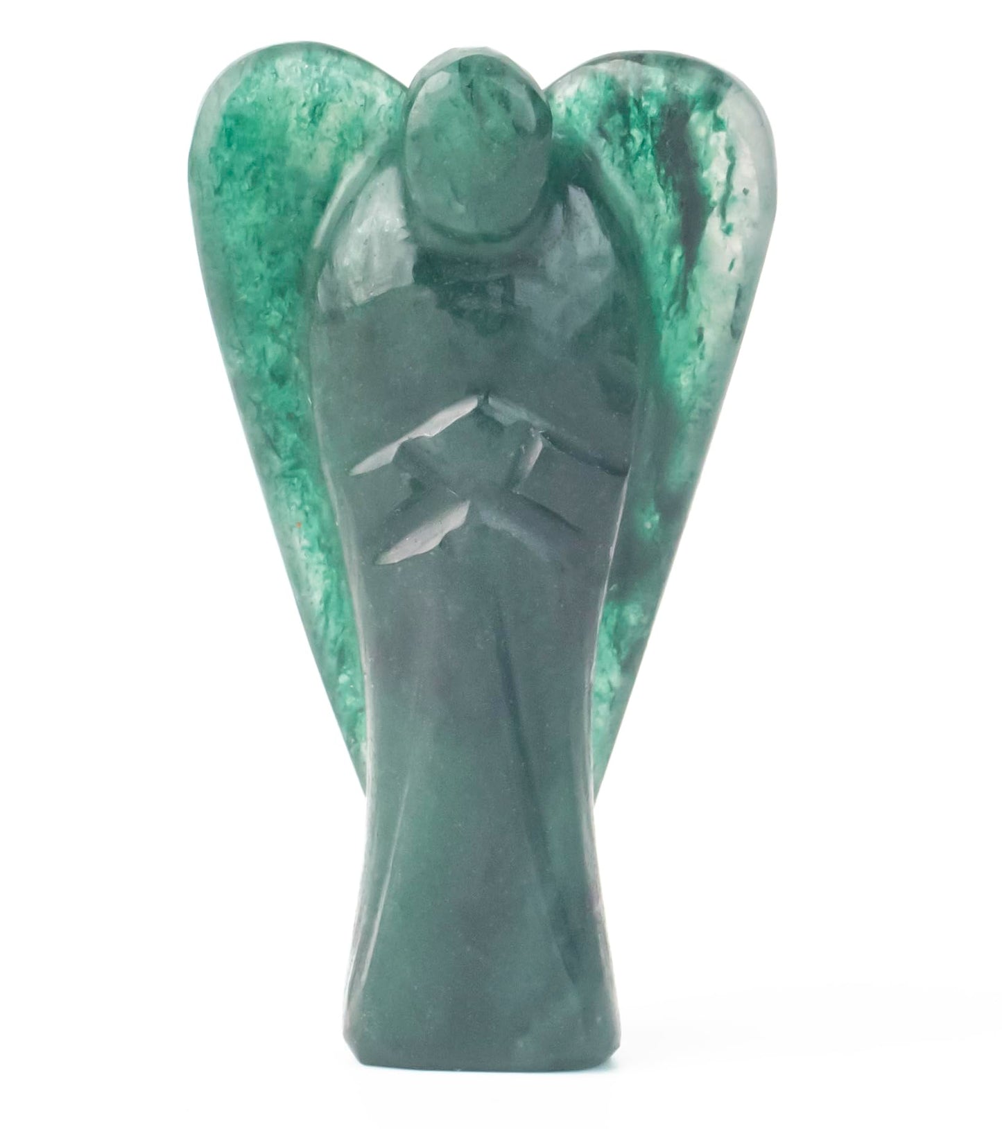 Green Aventurine Gemstone Guardian Angel Healing Crystal, Hand Carved Pocket Angel Figurine - Handmade Mini Statue for Love, Peace & Healing, Crystals for Positive Energy, Natural Gemstone Figurine