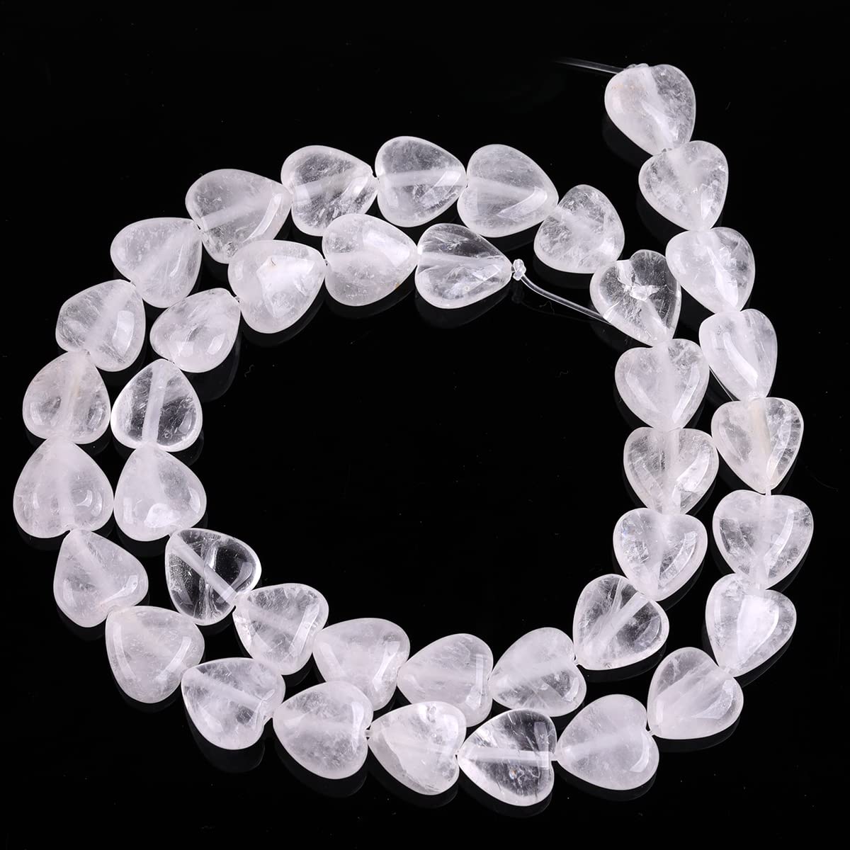 GEM-Inside 10mm Heart Charms Natural White Cloudy Rock Quartz Crystal Gemstone Stone Beads for Jewelry Making Full 15" Strand Power Energy Healing Chakra Stone Beads