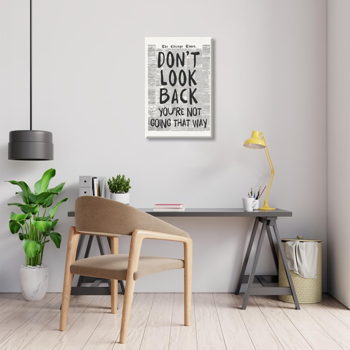 Black and White Retro Newspaper Wall Art Trendy Inspirational Quote Poster Don't Look Back Positive Motivational Affirmation Print Preppy Aesthetic Room Apartment Bedroom Decor 12x18inch Unframed