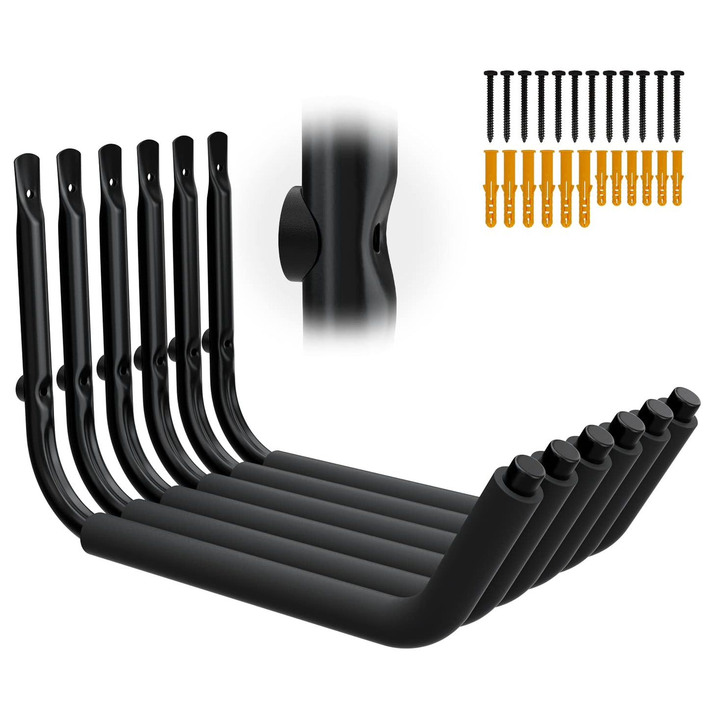 UNITEDPOWER Kayak Storage Racks, Garage Hangers, Wall Hooks for Canoe, Ladder, Bicycle, Folding Chairs, Surfboard, Snowboard, Hose and Tools, Indoor, Outdoor 6-Pack