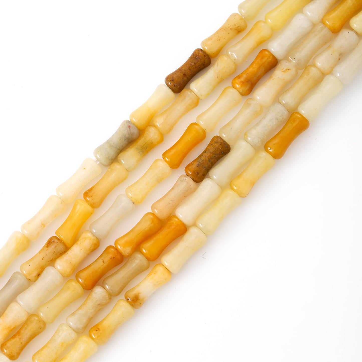 5x12mm Natural Yellow Aventurine Stone Bamboo Shape Gem Healing Energy Loose Spacer Beads for DIY Necklace Bracelet Earring