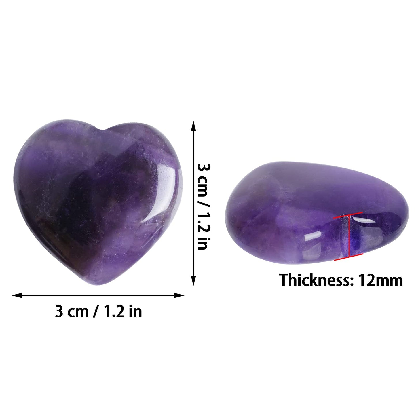 Marrywindix 4 Packs 1.2 Inches Healing Crystal Natural Amethyst Heart Love Carved Palm Worry Stone Chakra Reiki Balancing