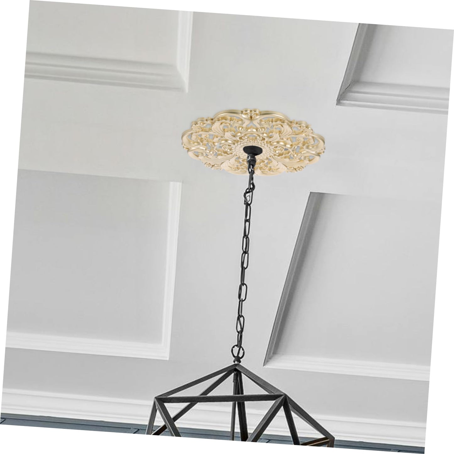 GRIRIW Living Room Chandelier Ceiling Lamp Flower Ceiling Light Plastic Carving Decorative Medallion European Style Light Decoration Medallion