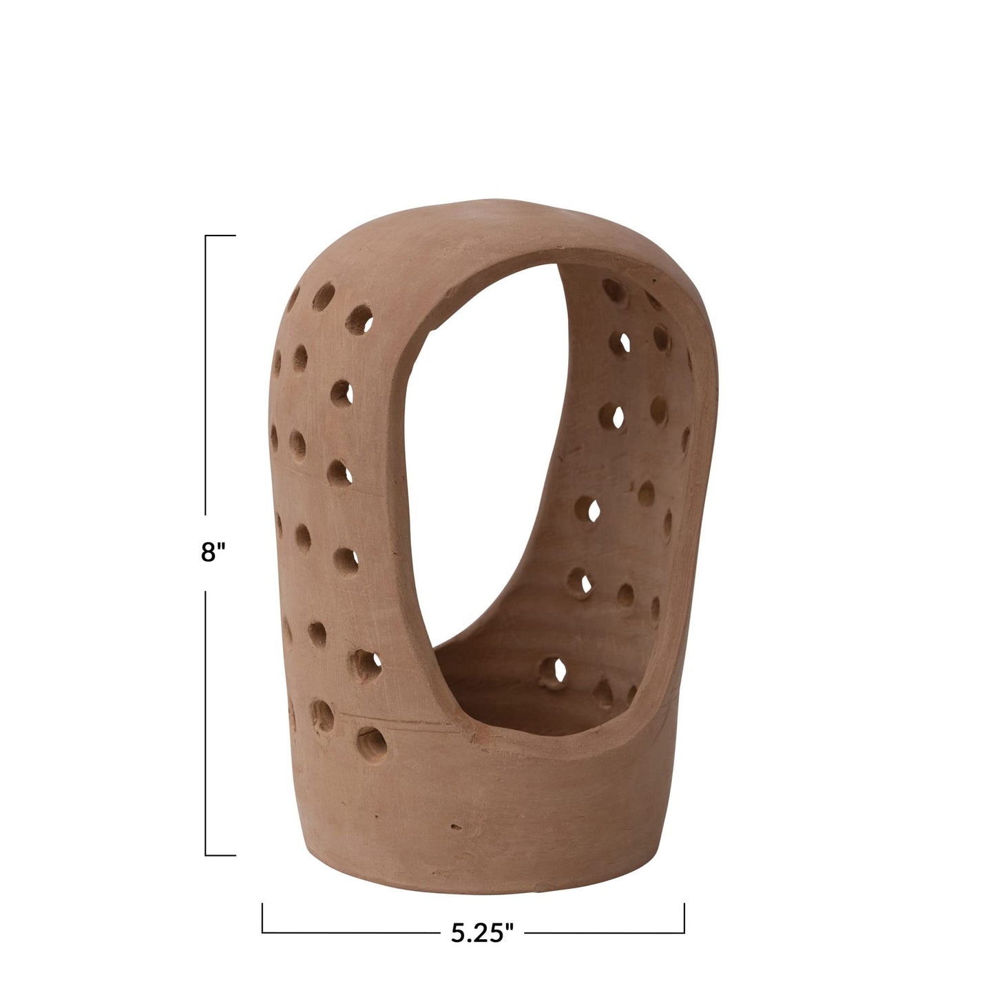 Creative Co-Op Handmade Terracotta Candle Holder with Cutouts