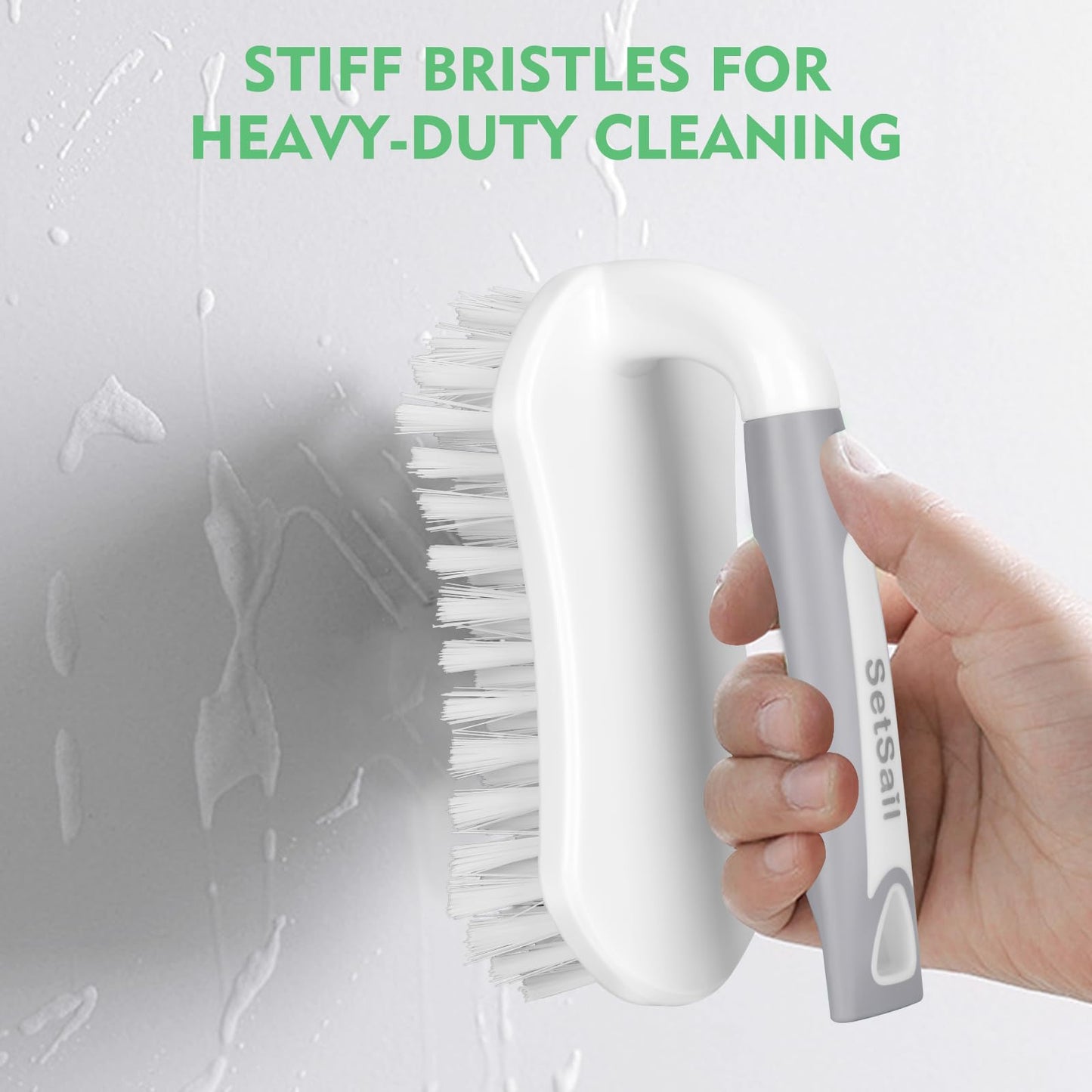 SetSail Scrub Brush, Heavy-Duty Scrub Brushes for Cleaning with Stiff Bristles Cleaning Brush for Shower, Bathroom, Carpet, Kitchen and Bathtub Scrubber - 4 Pack