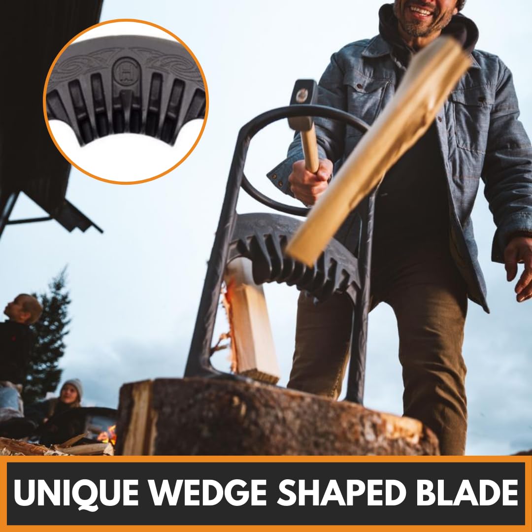 Kindling Cracker King XL Firewood Kindling Splitter – Extra-Large Cast Iron Wood Splitting Wedge, 9" Safety Ring, Extra Large 17" Height, No Axe Needed, Made in Australia