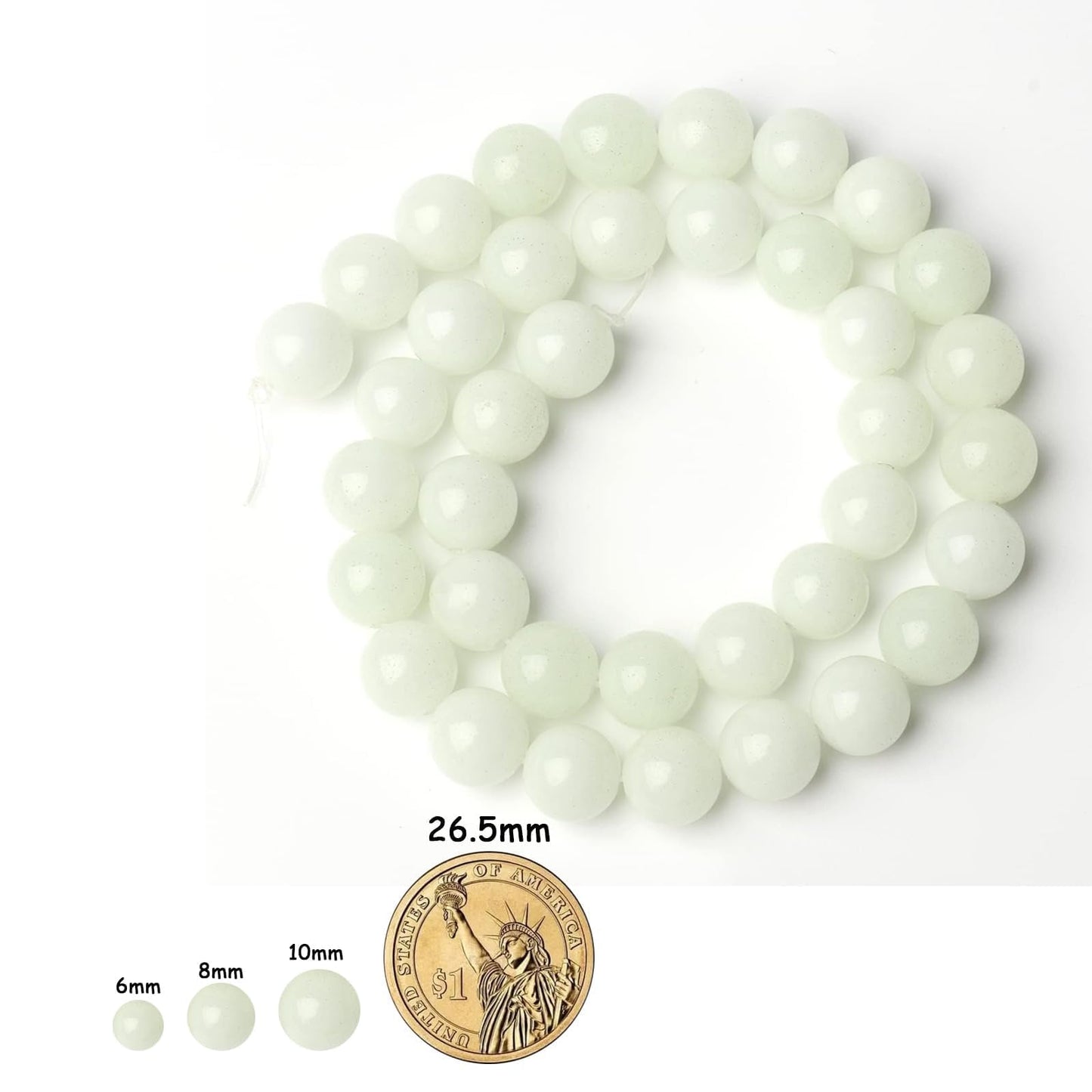 Yochus 60pcs Blue Luminous Beads，6mm Glow in The Dark Natural Stone Round Loose Beads for Jewelry Making Earring Necklace DIY Crafts