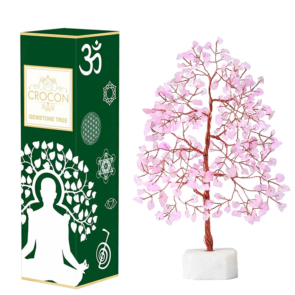 Crocon® Rose Quartz Crystals Tree, Birthday Gifts for Women, Mom, Girlfriend & Sister | Pink Room Decor Healing Crystals | House Warming Gifts Unique Spiritual Present Idea for Woman & Men Decoration