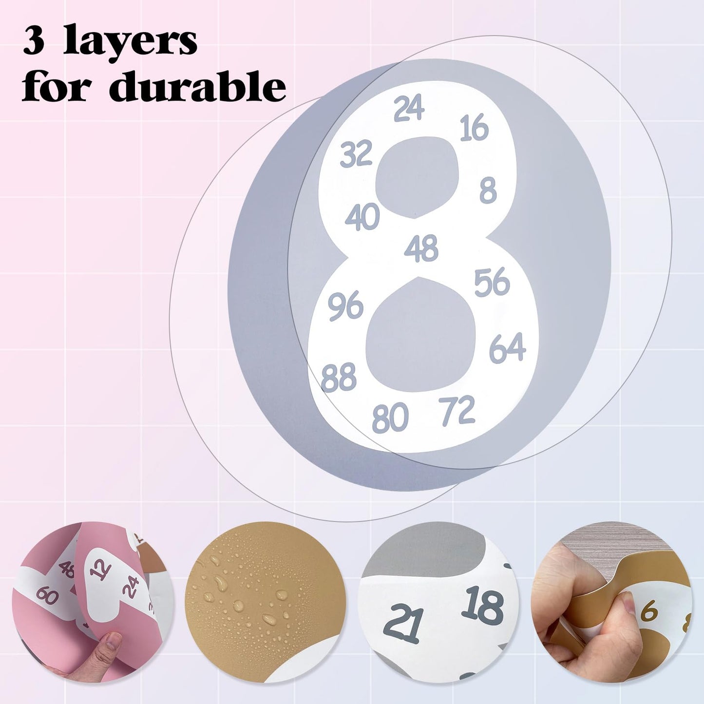 CODOHI Math Multiple Posters from 1 to 12, Boho Counting Numbers Times Table Chart, 12 Pcs Round Double Sided Skip Counting Numbers Flash Cards Poster for Wall Classroom Home Leaning 10"x10"