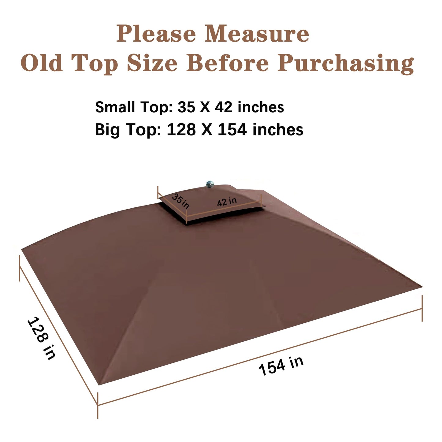 SCOCANOPY Replacement Canopy Cover Compatible with Windsor Gazebo L-GZ717PST-C, 810213583,(Brown)