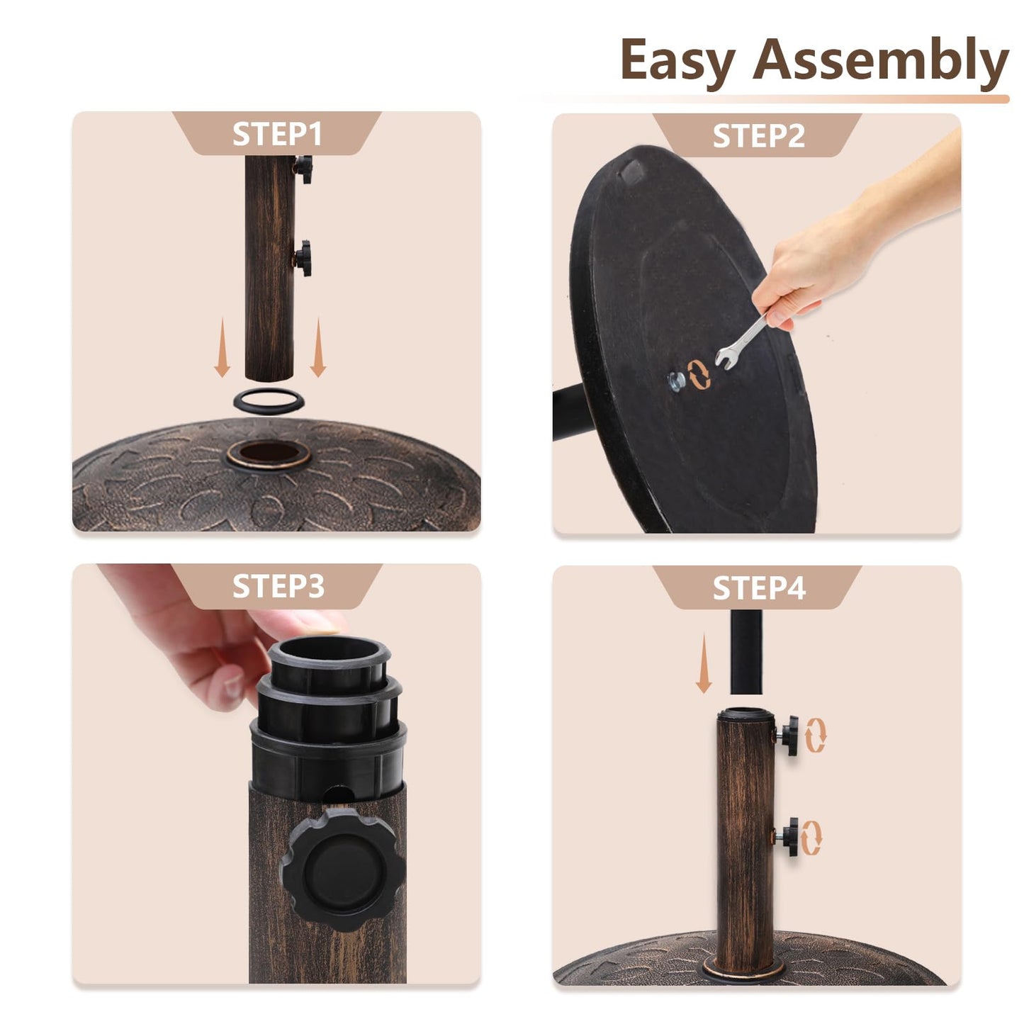 C-Hopetree 42 lb Heavy Duty Round Patio Base Stand for Outdoor Market Table Umbrella, Bronze
