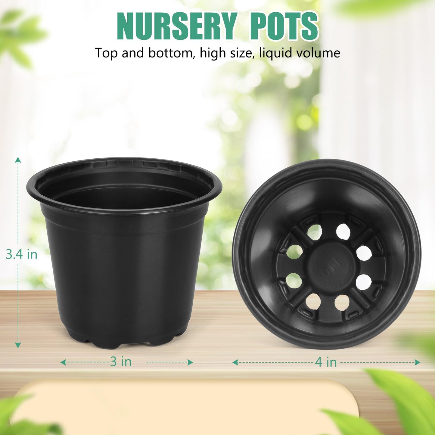 DUNPUTE 120 Pack 4 Inch Nursery Pots for Plants, Plastic Seeds Starter Pots with Drainage Holes, Small Plastic Plant Pots for Succulents Seedling Cutting Transplanting