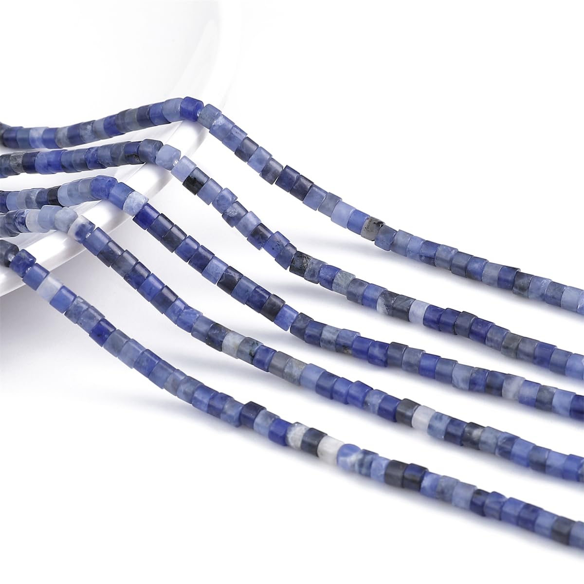 BEADIA Natural Blue Sodalite Spacer Beads Caps Flat Round Loose Beads for Beading Jewelry Making 3mmx2mm 38cm