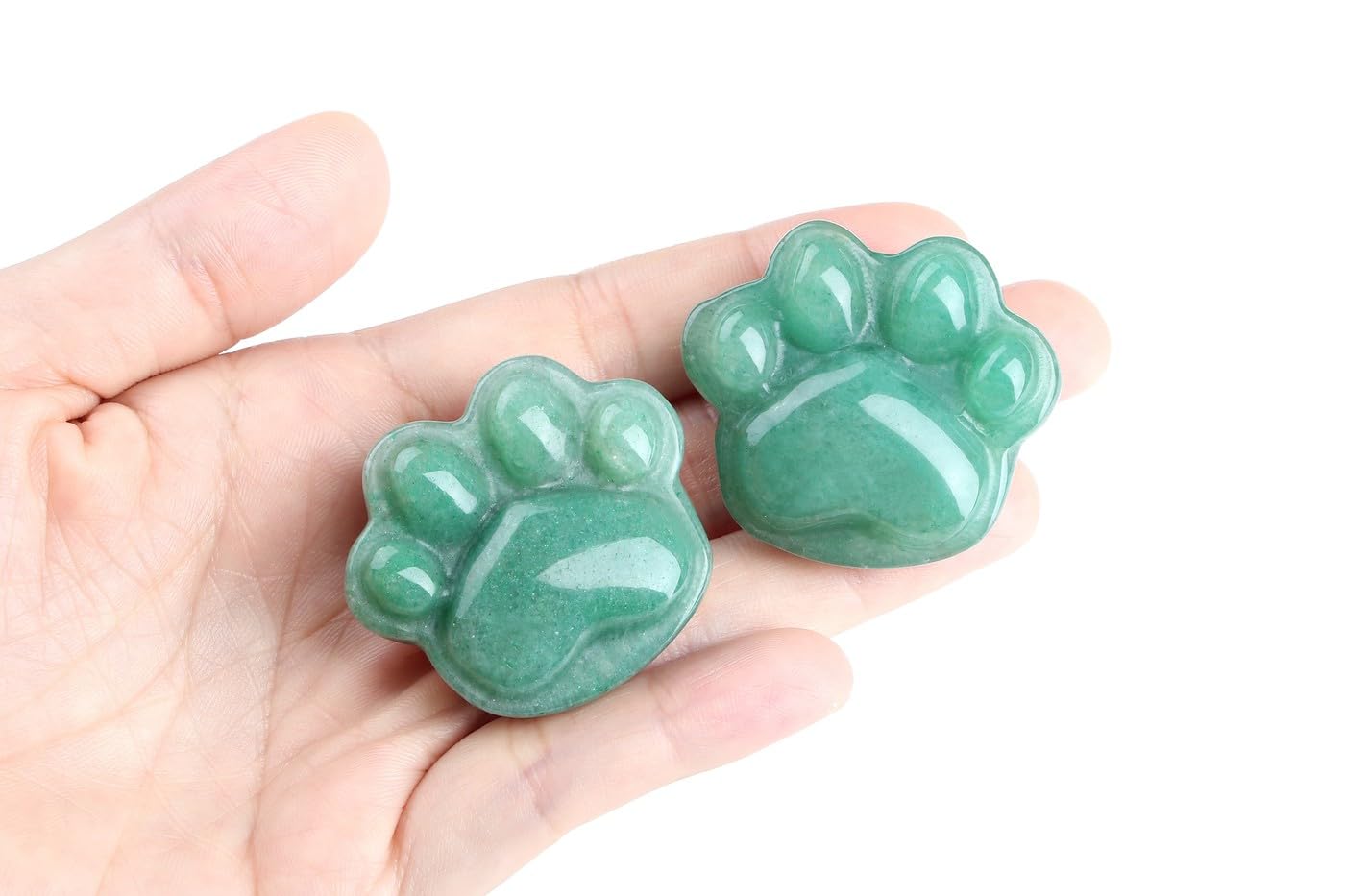 NUKAYAI Green Aventurine Cat Paw Crystal Statue Carved Figurines for Healing Crystals Lucky Kitten Trinkets Sculpture Decor Handcrafted Worry Stone Natural Spiritual Women Gifts for Cat Lovers