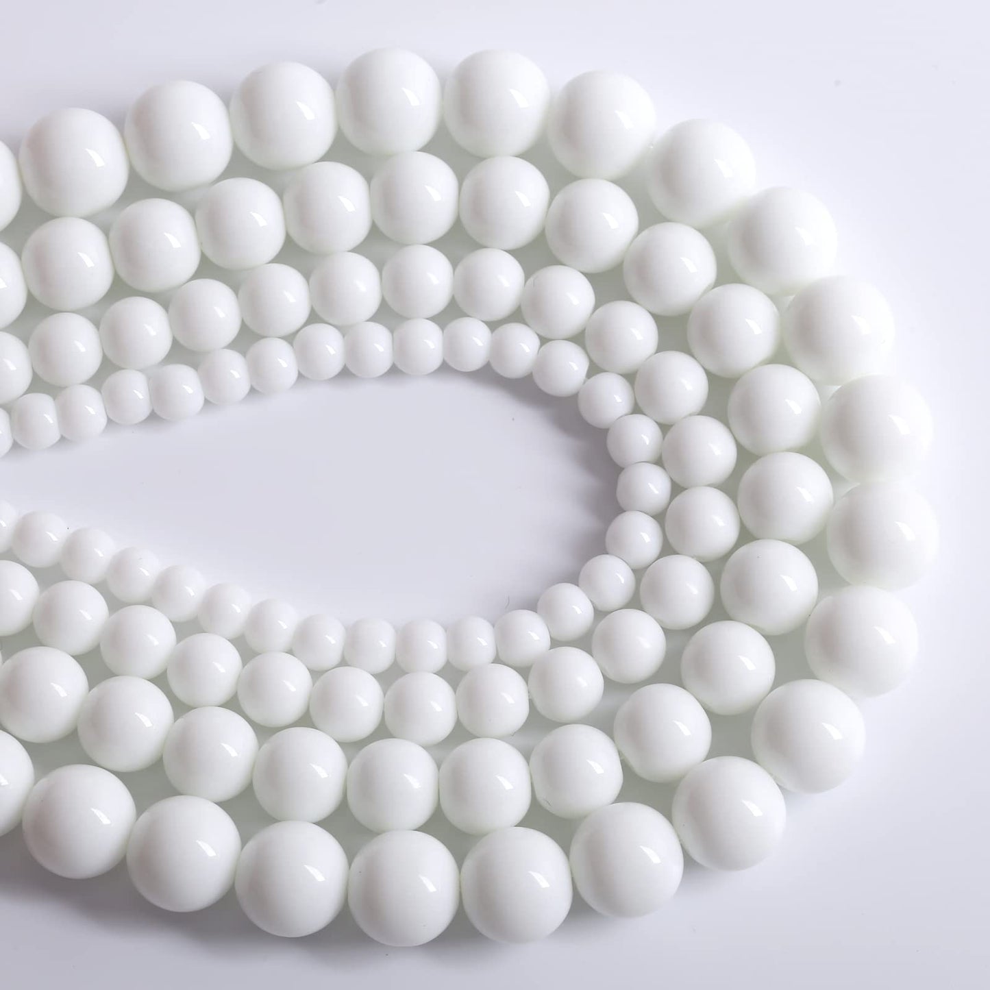 Natural White Porcelain Agates Stone Round Beads for Jewelry Making Spacer Loose Spacers Beads DIY Bracelets 10mm 39pcs 15" Strand