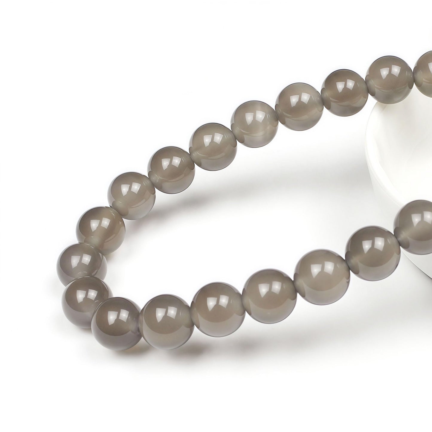 MJDCB 7A Natural Grey Agate Gemstone Round Stone Beads for Jewelry Making DIY Bracelet Necklace (6mm)