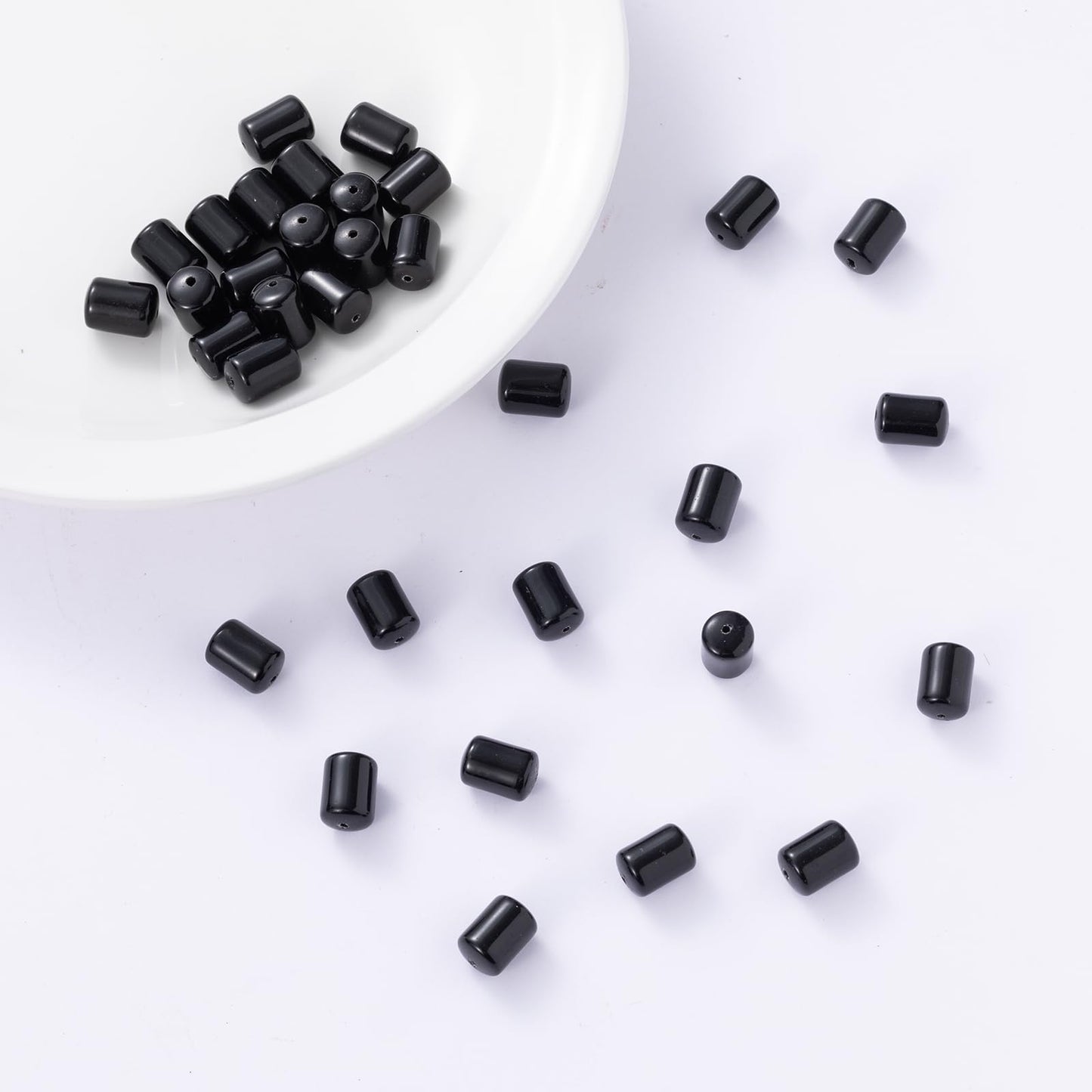 Natural Black Agate Cylinder Tube Beads 10x14mm 38cm/str Loose Semi Gemstone Stone Beads for Making Bracelets Necklace