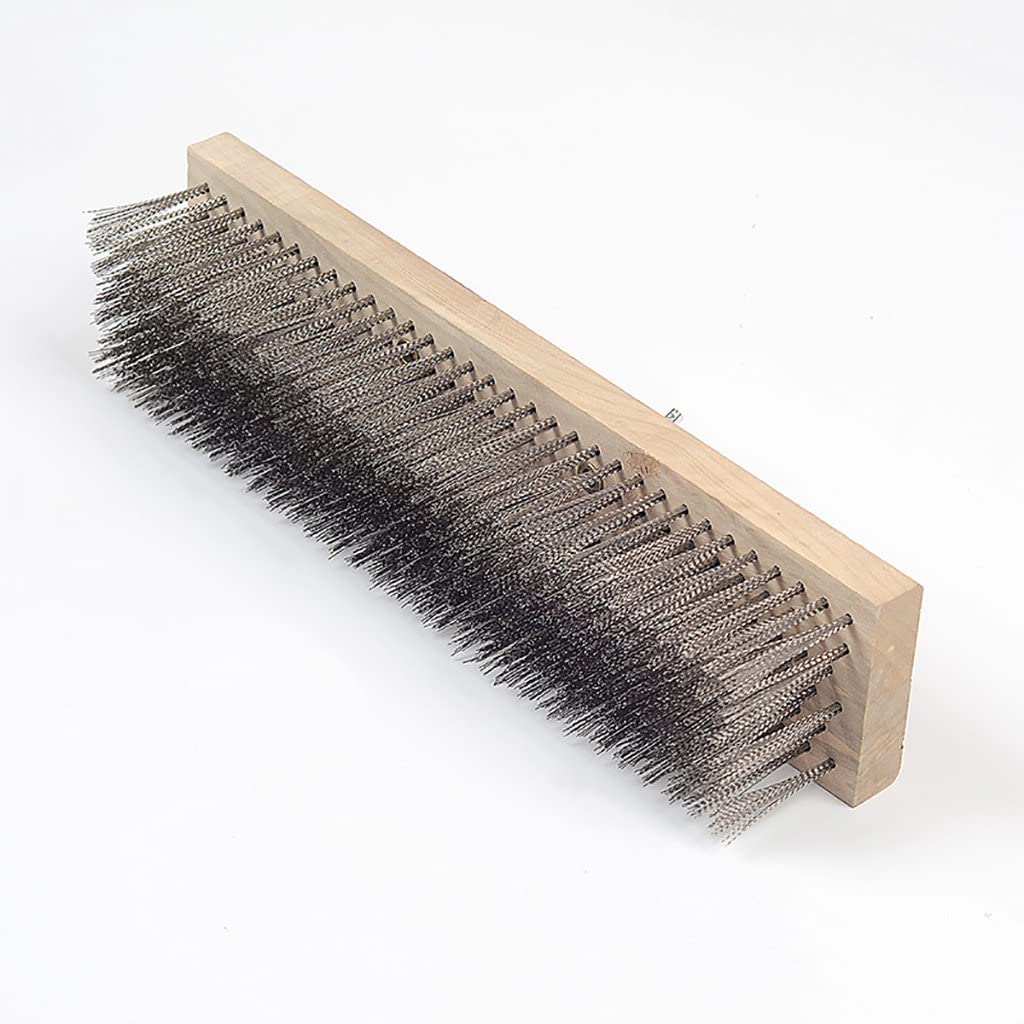 12" Heavy-Duty Rough Surface Floor Brush,Stainless Steel Wire Large Deck Scrub Brush 12" x 2.7” Removes Snow, Dirt & Grime on Drivways, Steps, Patios, Decks, Tile, Cement Without Stick (12")