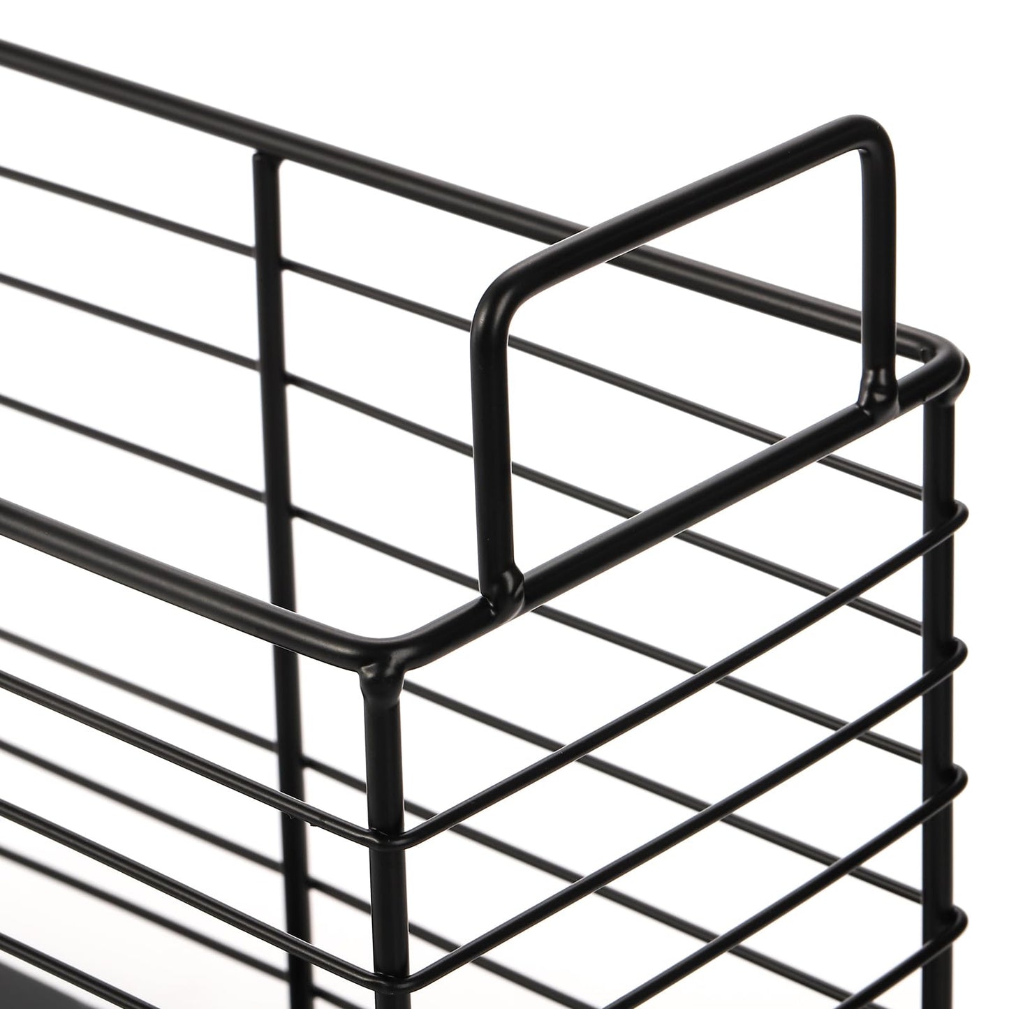 Noamus Metal Magazine Rack, Newspaper Book Tablet Storage Basket, File Holder Mail Organizer Bin with Handles, Iron Wire Black Folder Stand Holder for Home Office Bathroom Bedroom Den Living Room