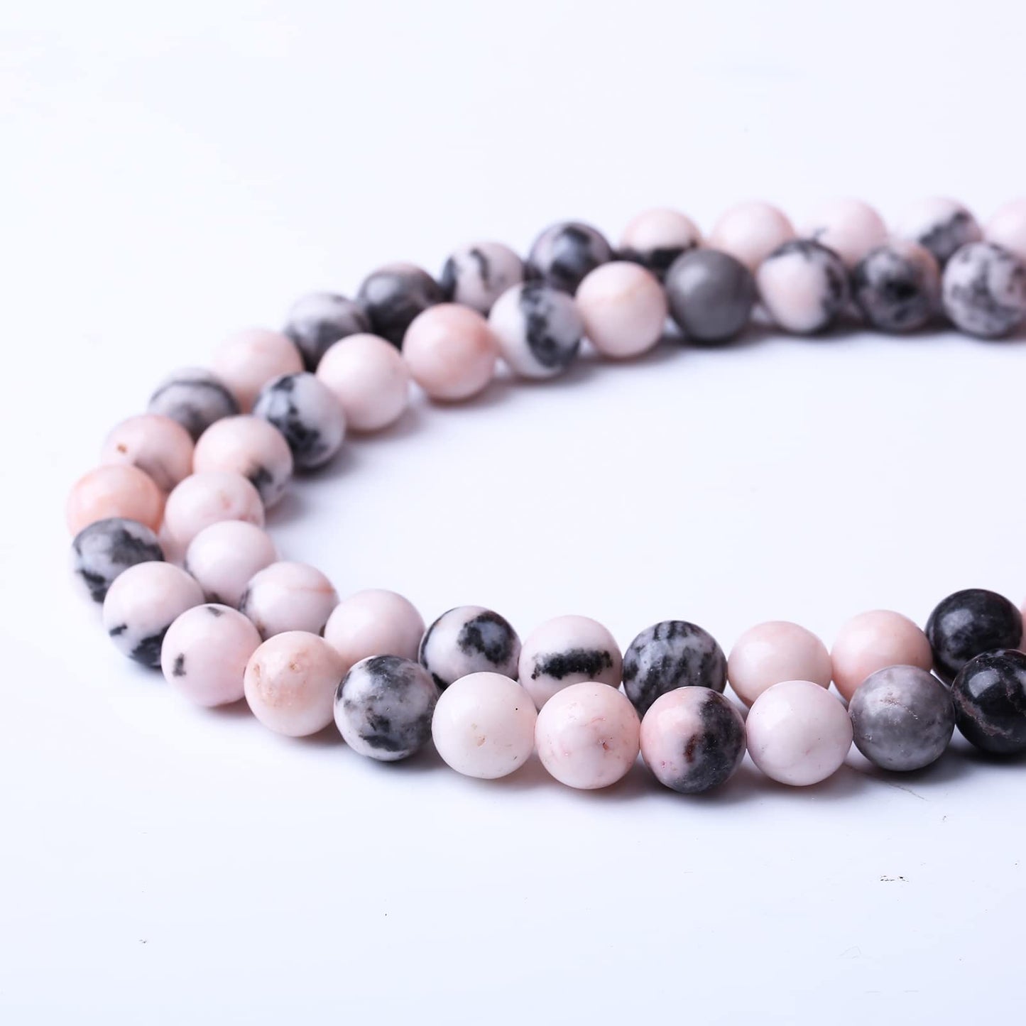 45PCS 8MM Natural Pink Zebra Jaspers Beads Round Loose Stone Beads for Jewelry Making DIY Energy Stone Healing Power Bracelet 15"