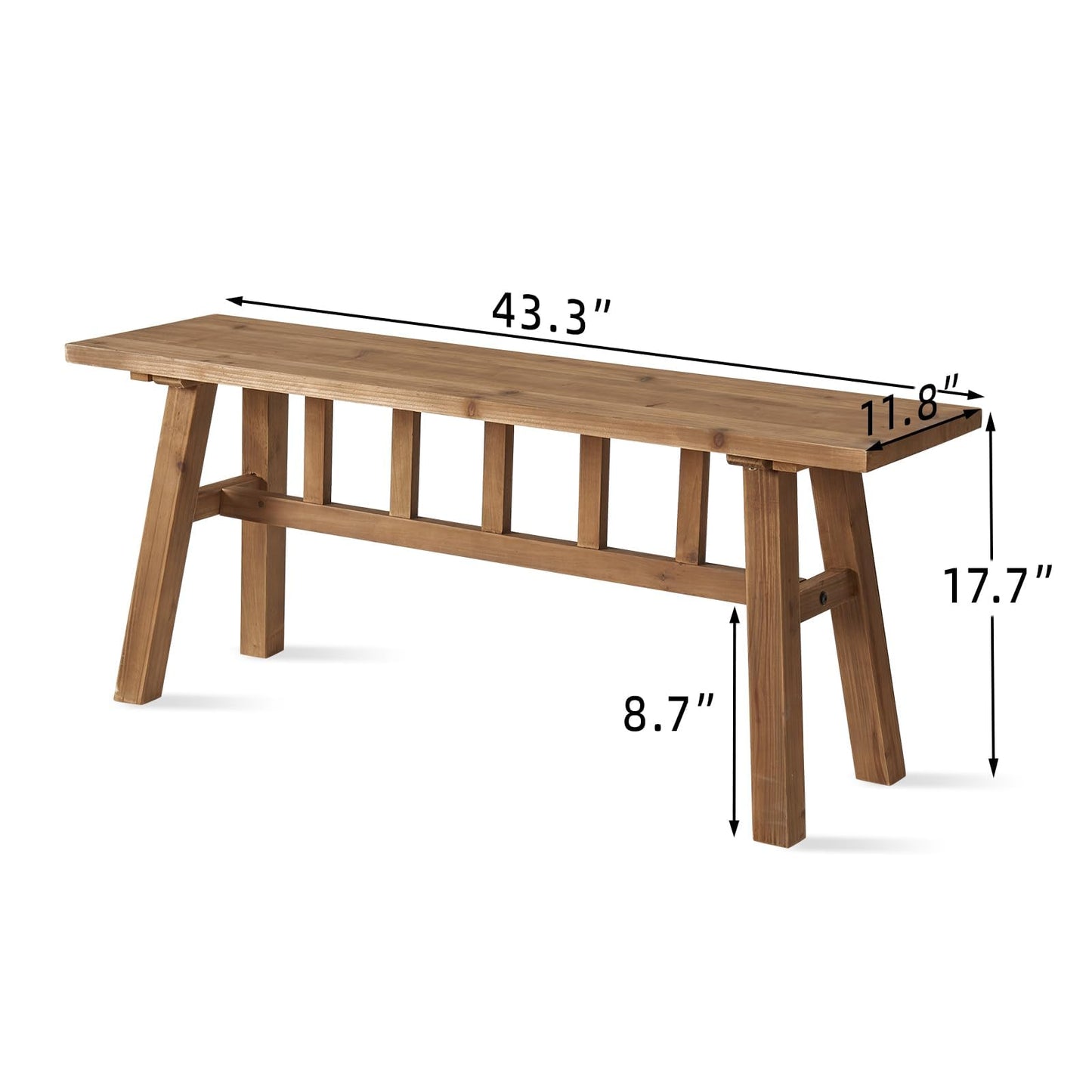 Wnutrees 43" Solid Wood Bench, Farmhouse Rustic Entryway Bench Seat for Dining Room, Hallway, End of Bed, Handcrafted Finish, Natural