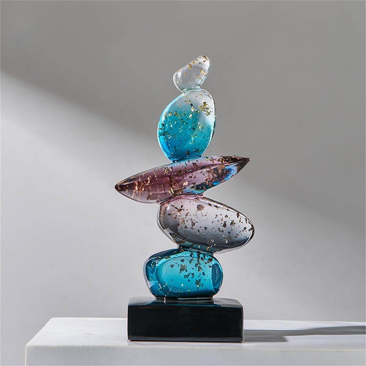 AWNR Resin Pebble Shape Sculpture Decor -Aesthetic Home Decor for Living Room, Office Desk, Shelf,Display,entryway,Housewarming Gifts