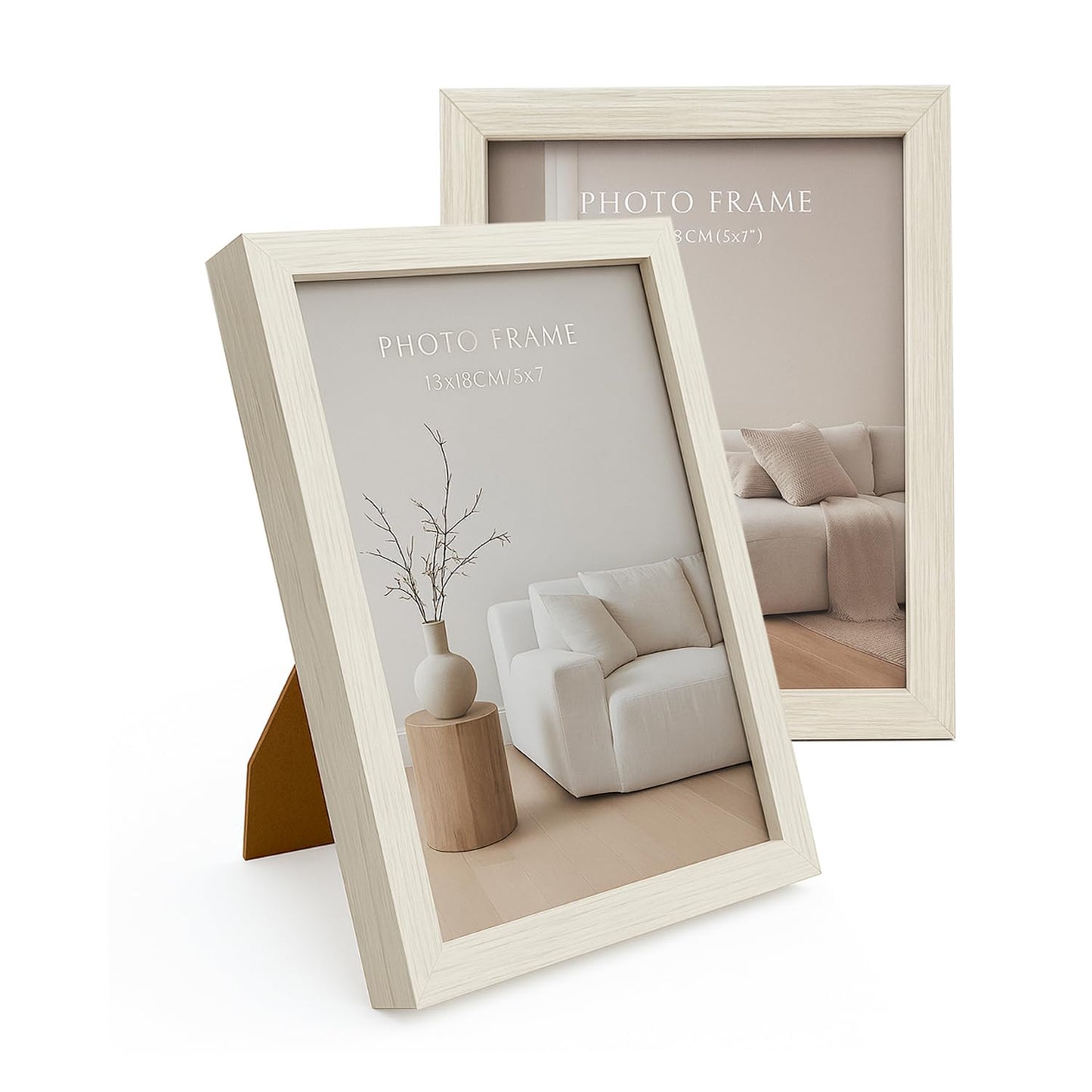 Display 5x7 Picture Frame Set of 2, 5 x 7 Photo Frames with High Definition Real Glass, Horizontal/Vertical Tabletop Display, White 2 Pack