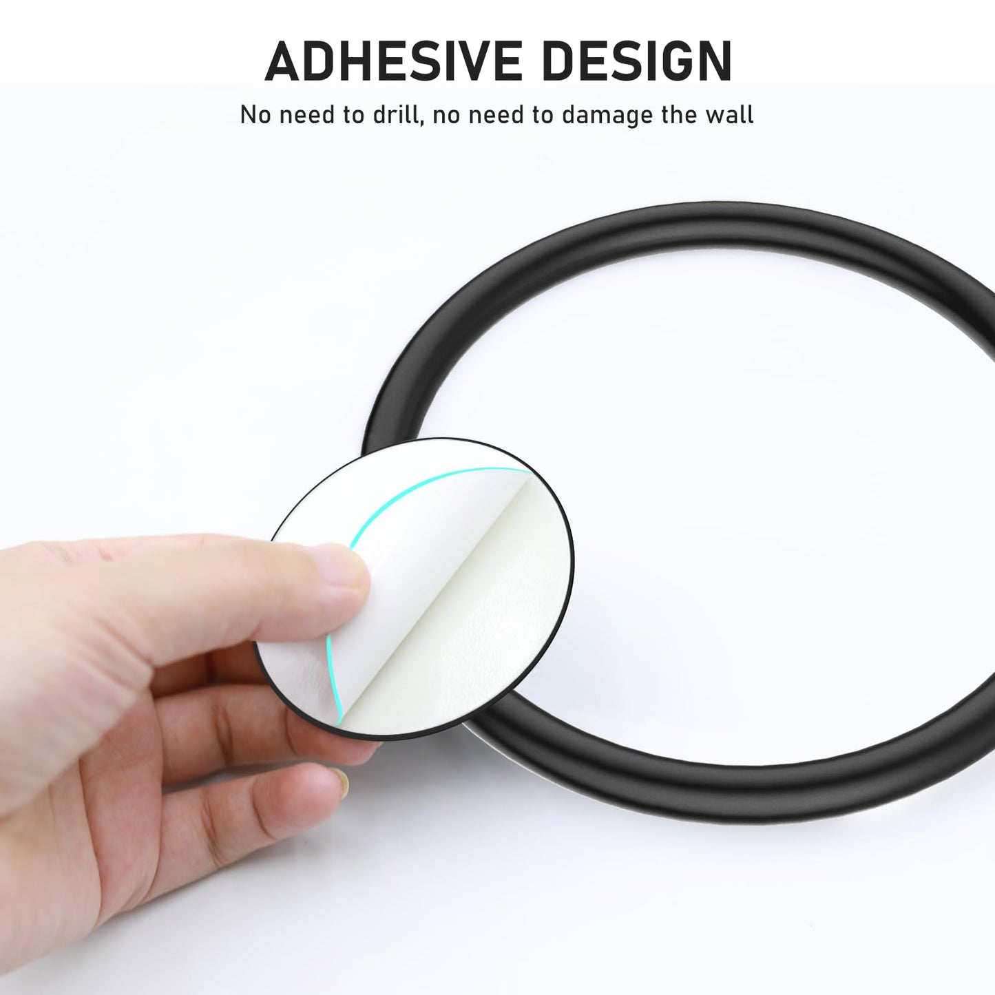 SetSail Adhesive Towel Holder for Bathroom Wall Matte Black Hand Towel Ring Stainless Steel Towel Hanger for Bathroom, Kitchen