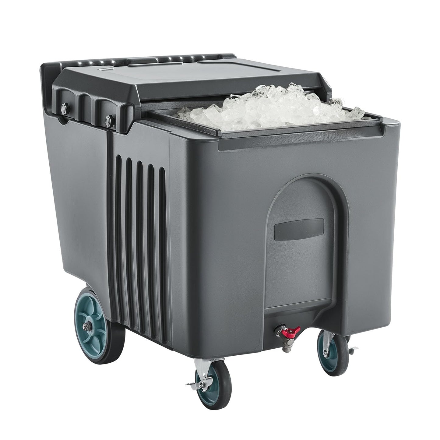 VEVOR Commercial Ice Bin, 125 lbs Portable Ice Caddy, 31.5 x 22.8 x 29 inch Insulated Ice Carrier with 4 Wheels and Flip Lid, Large Ice Bin for Catering, Kitchens, Bistros, Restaurants, and Bars