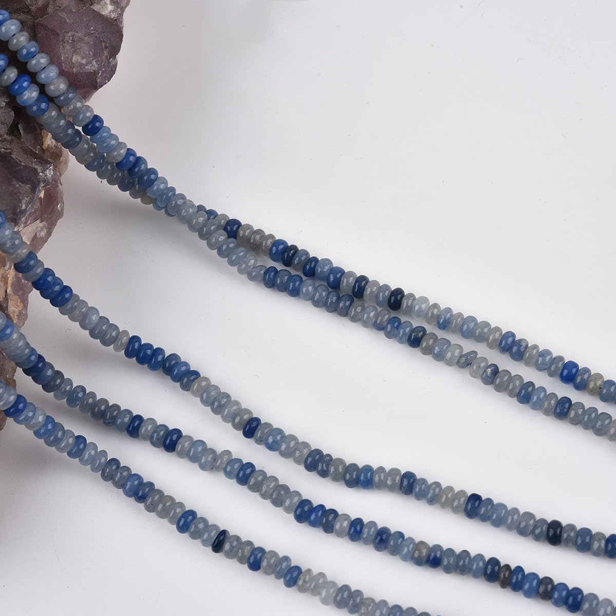 160pcs 4x2mm Natural Blue Aventurine Disk Rondelle Spacer Stone Semi Precious Gemstone Loose Beads for Jewelry Making 15 Inch