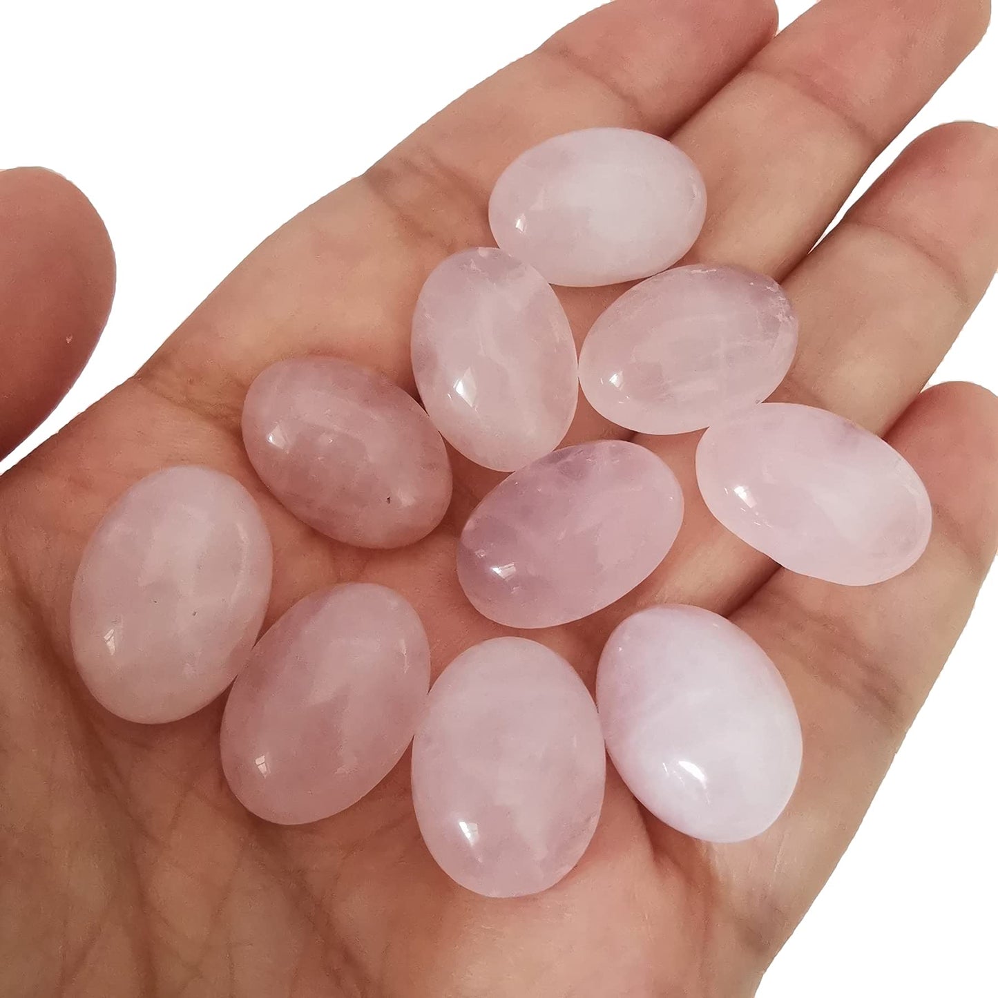 Loveliome 18x13mm Oval Cabochons Flatback Crystal Stone Gemstones Beads for Jewelry Making DIY Pack of 10, Rose Quartz