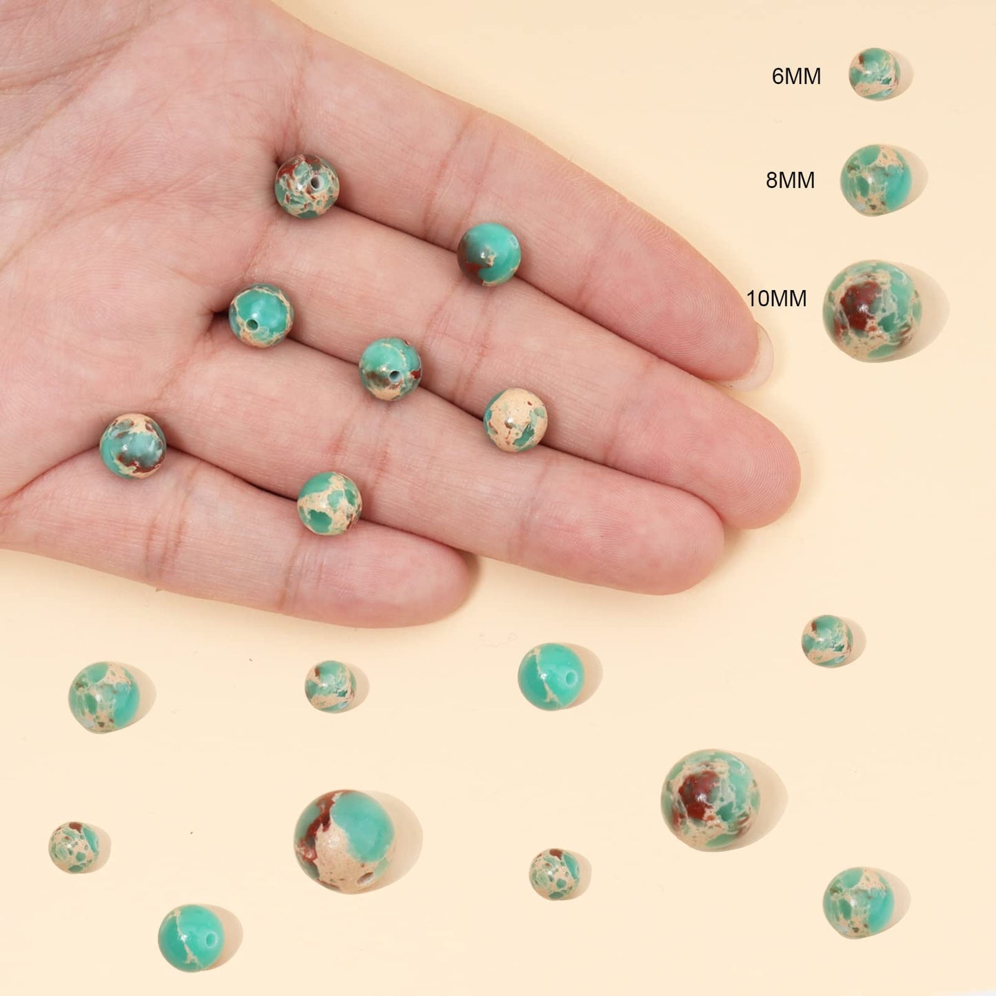 45pcs 8mm Natural Stone Beads Green Snakeskin Jasper Beads Energy Crystal Healing Power Gemstone for Jewelry Making, DIY Bracelet Necklace