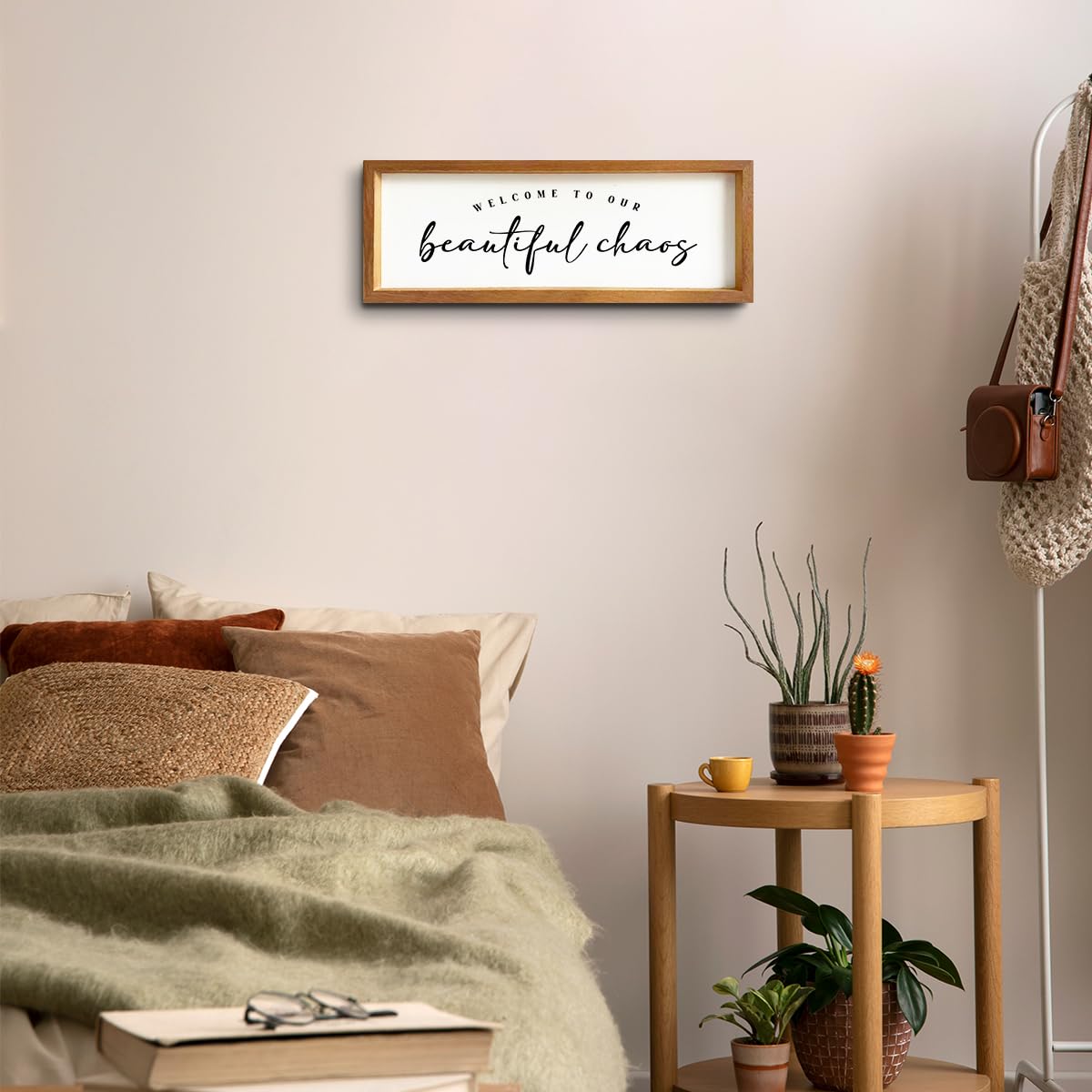 Welcome Home Sign Rustic Country Family Welcome Sign for Front Door Wooden Framed Farmhouse Wall Decor for Entryway, Living Room, Bedroom, Perfect Housewarming Gifts