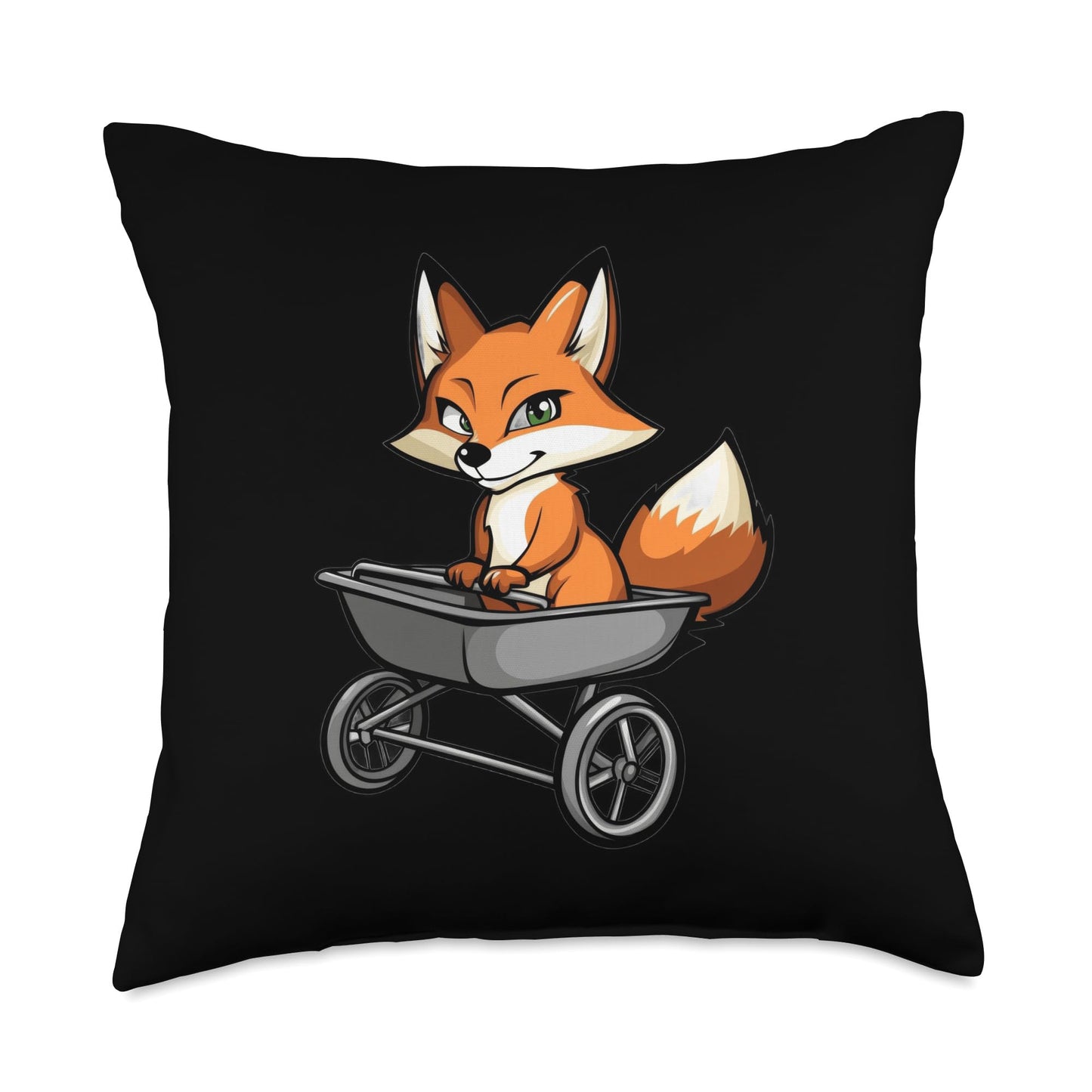Fox Using a Wheelbarrow Throw Pillow