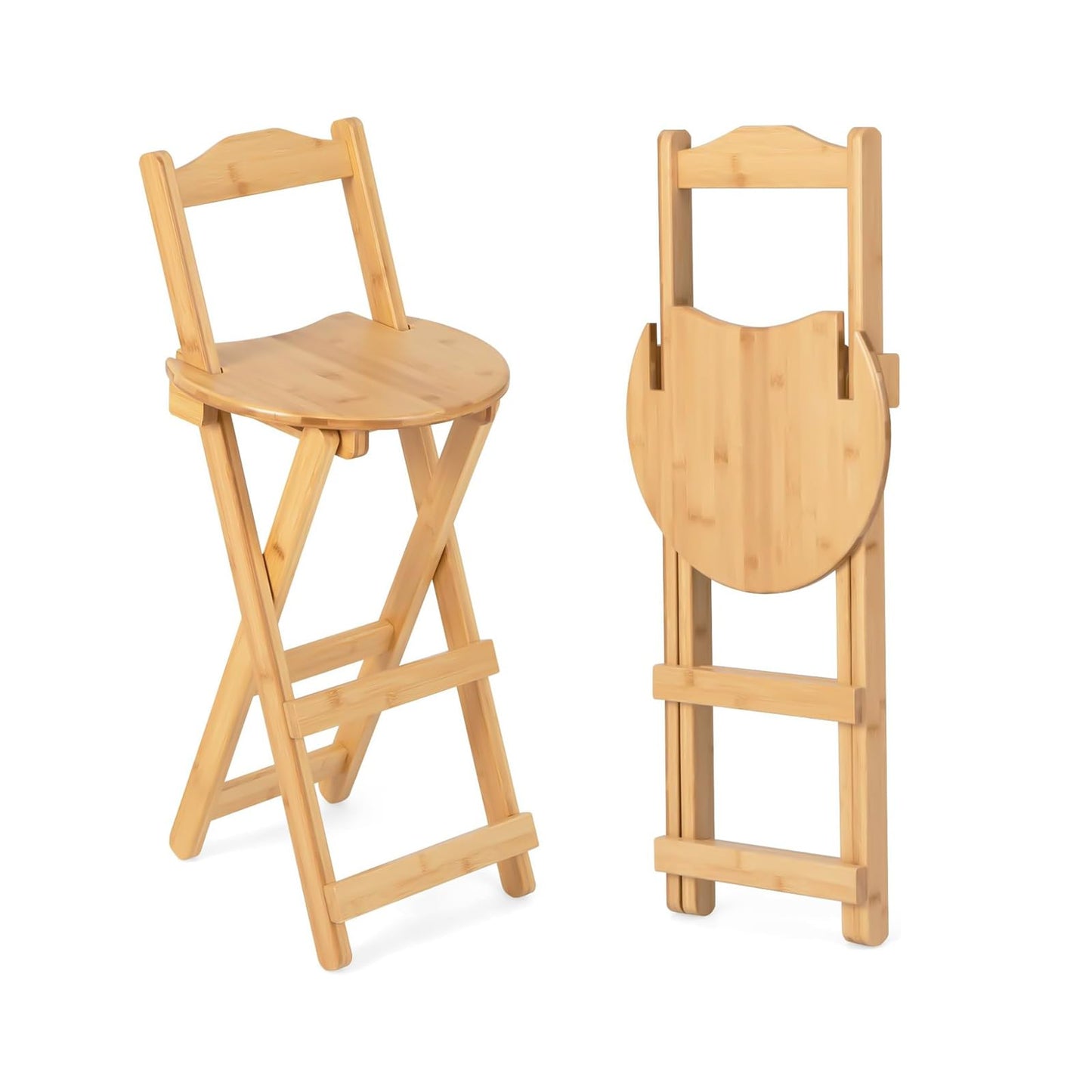 Yuxitia Folding Bar Stool Kitchen 24 inch Folding Kitchen Counter Chair Portable Wooden Bar Stool Outdoor Shop Kitchen Restaurant Coffee Stool 1 (Burlywood)
