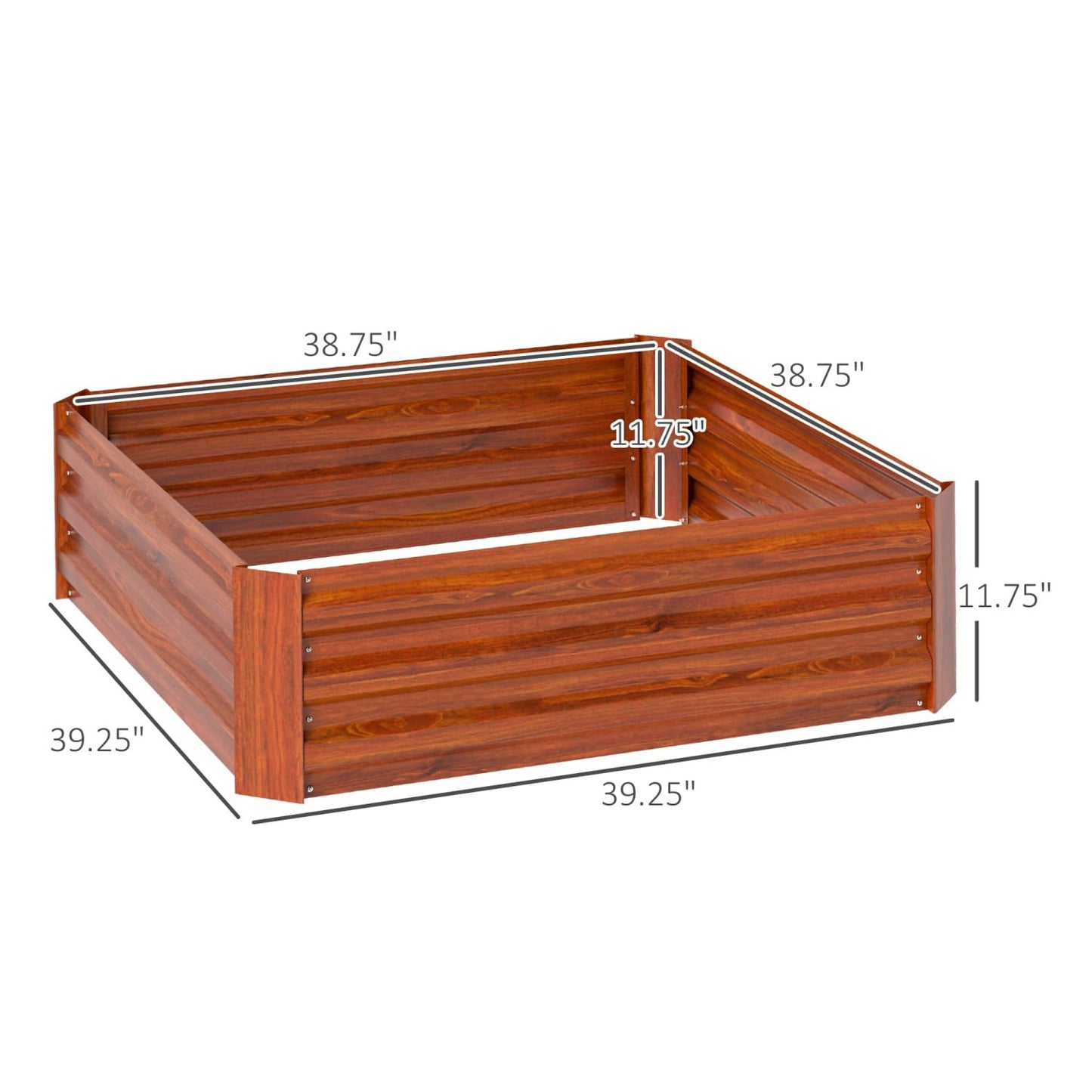 Metal Planter Box, 2-Piece Galvanized Raised Garden Bed - Dark Brown - Set of Two - Outdoor Durable - for Growing Plants