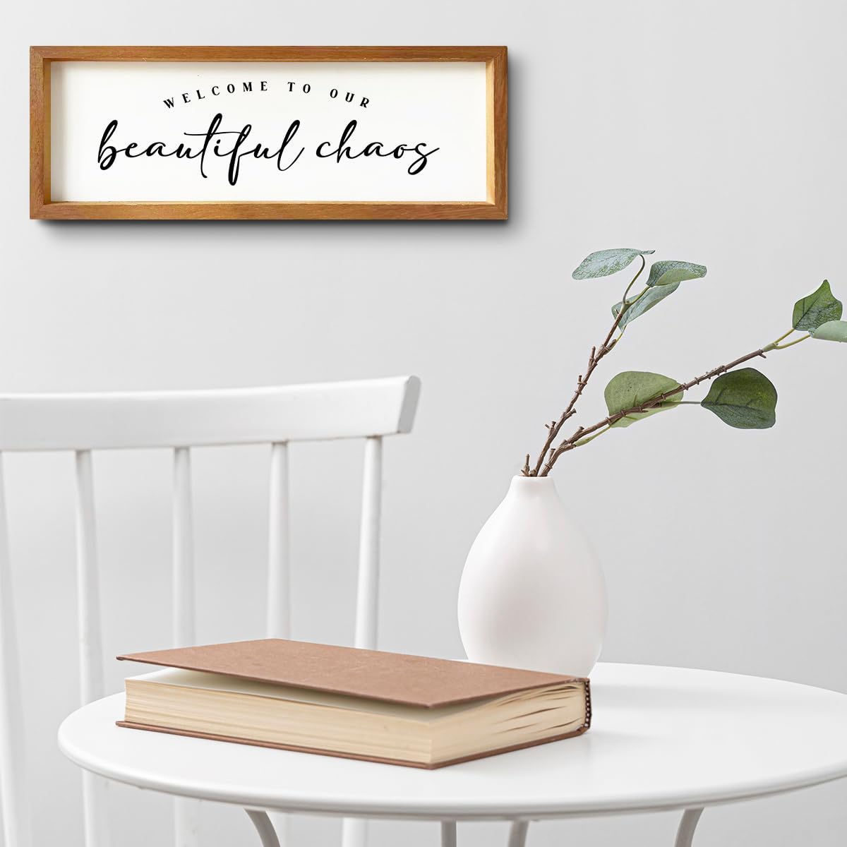 Welcome Home Sign Rustic Country Family Welcome Sign for Front Door Wooden Framed Farmhouse Wall Decor for Entryway, Living Room, Bedroom, Perfect Housewarming Gifts