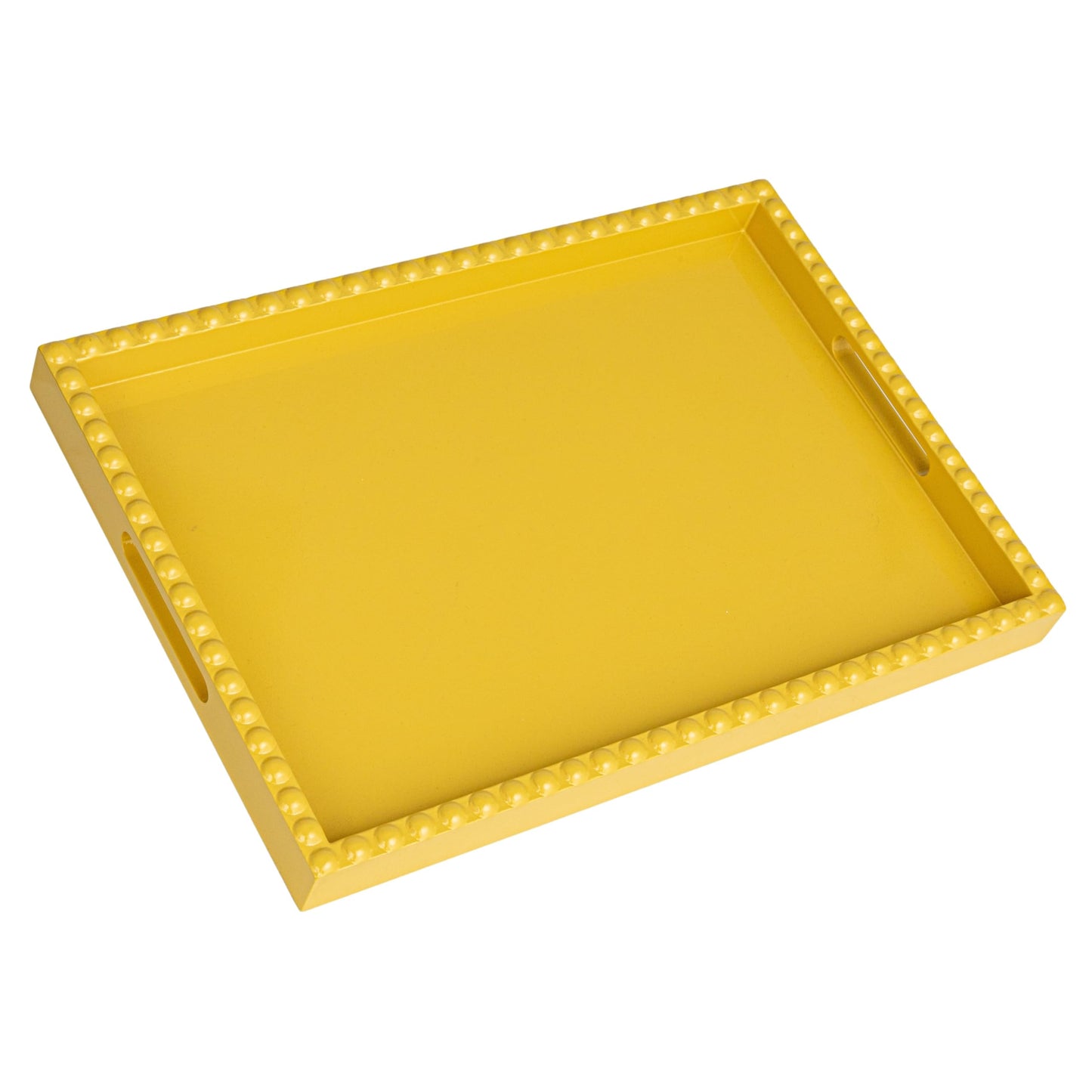Creative Co-Op Sunny Wood Tray with Handles, Yellow